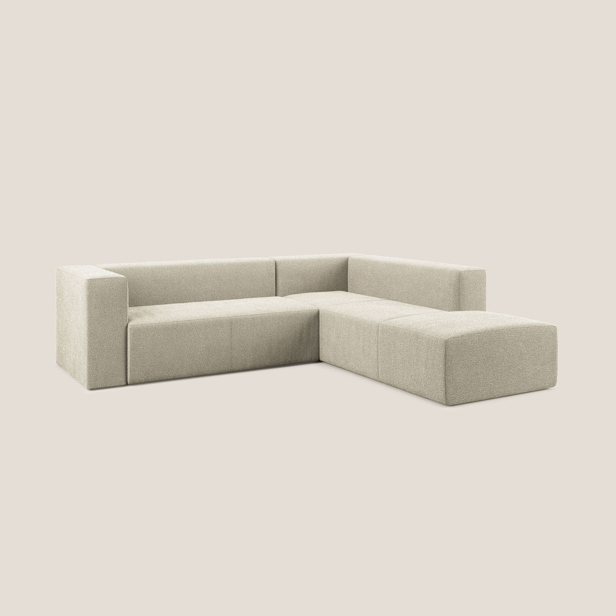 Nettuno divano angolare modulare componibile in morbido tessuto bouclè T07 beige - divitt.sbs