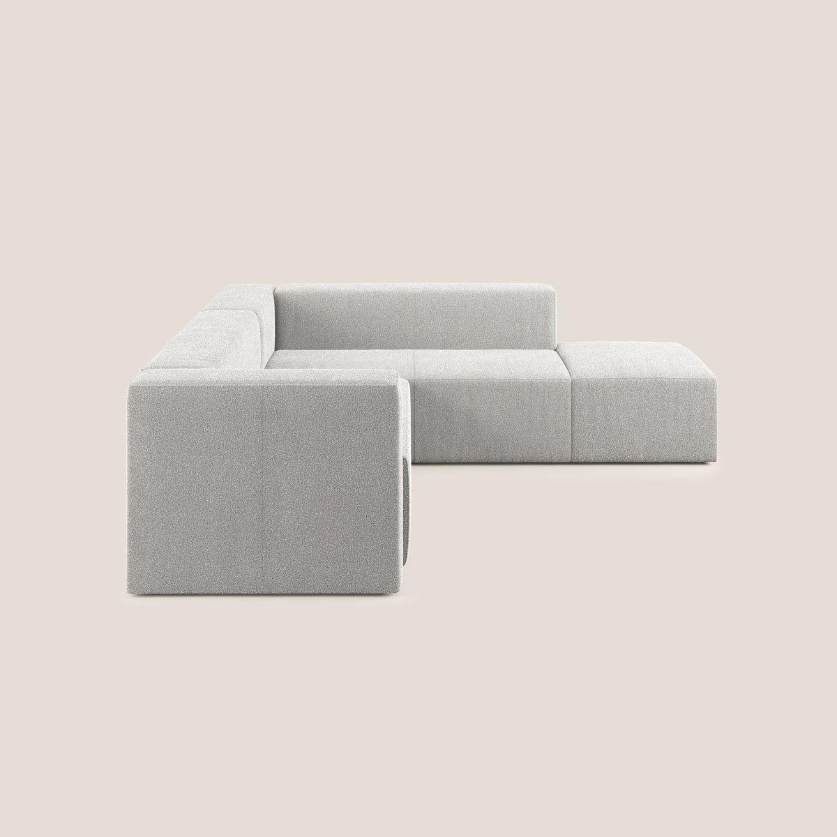 Nettuno divano angolare modulare componibile in morbido tessuto bouclè T07 grigio - divitt.sbs