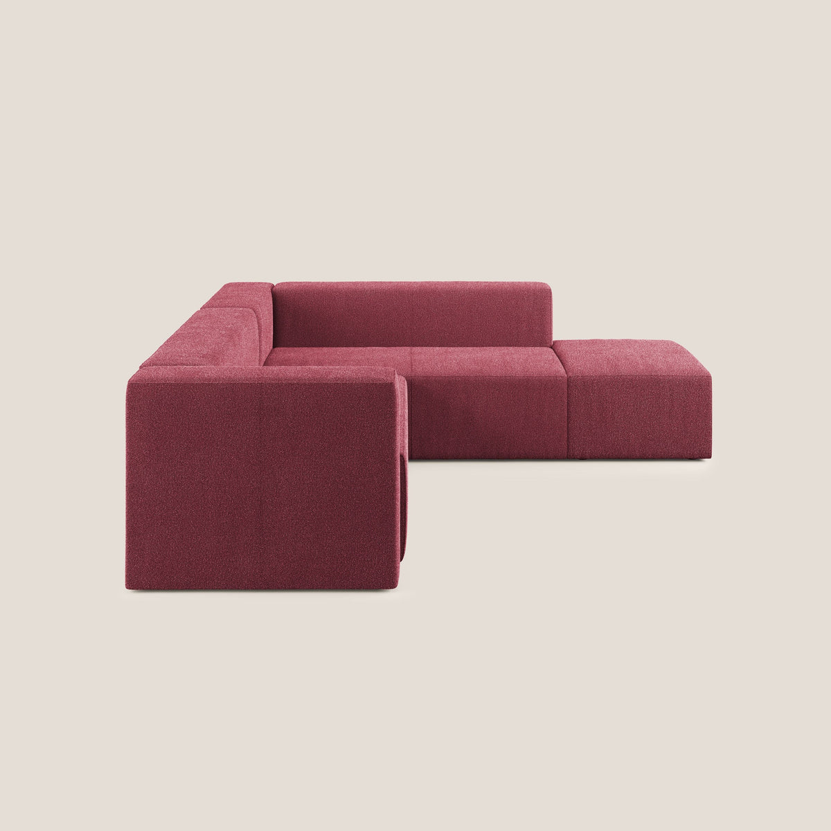 Nettuno divano angolare modulare componibile in morbido tessuto bouclè T07 rosso - divitt.sbs