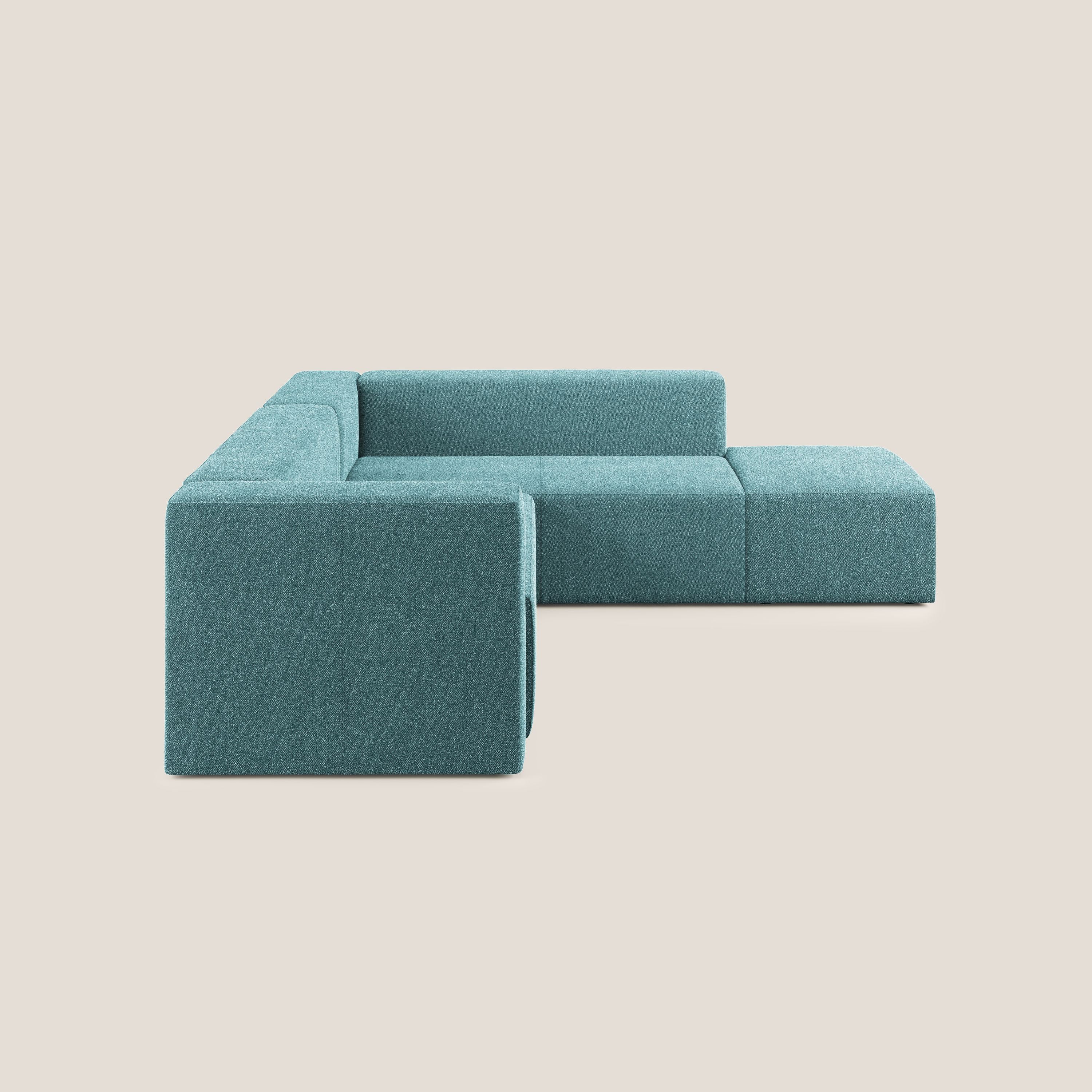Nettuno divano angolare modulare componibile in morbido tessuto bouclè T07 azzurro - divitt.sbs