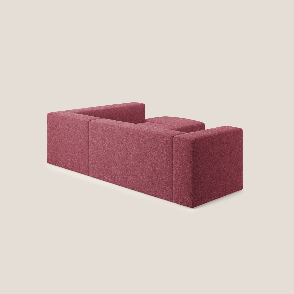 Nettuno divano angolare modulare componibile in morbido tessuto bouclè T07 rosso - divitt.sbs