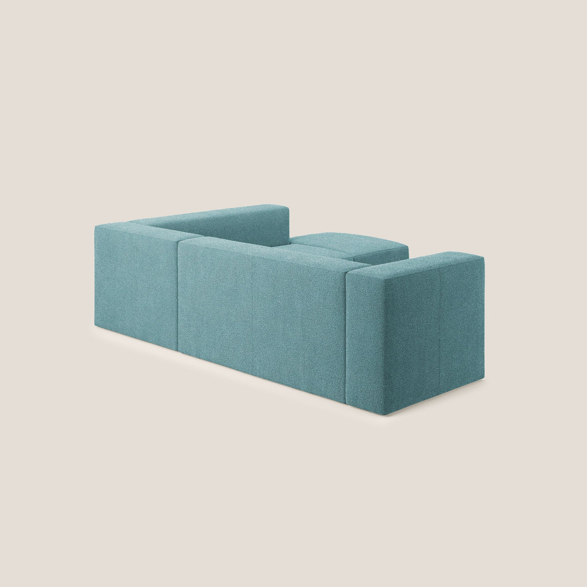 Nettuno divano angolare modulare componibile in morbido tessuto bouclè T07 azzurro - divitt.sbs
