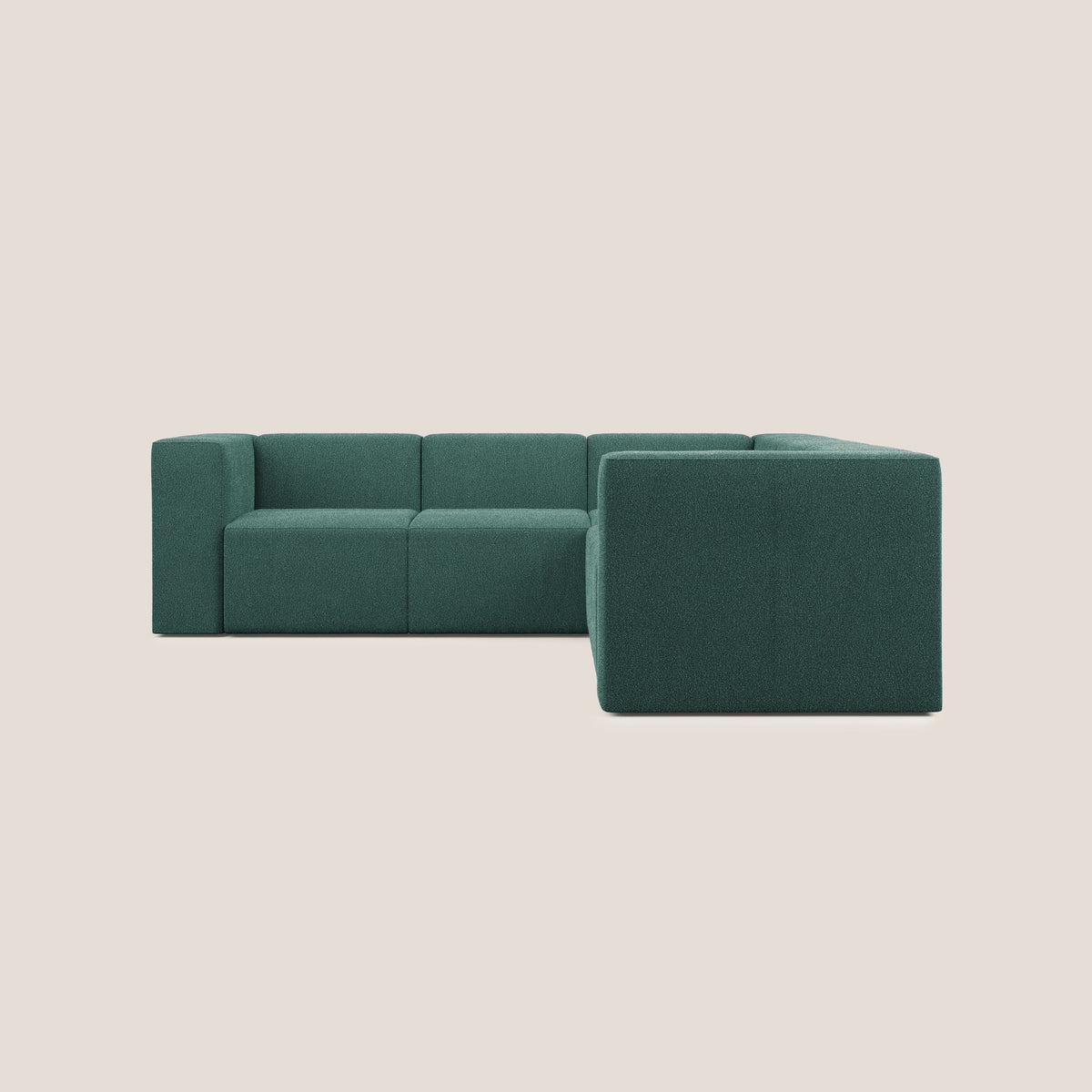 Nettuno divano angolare componibile reversibile in morbido tessuto bouclè T07 verde - divitt.sbs