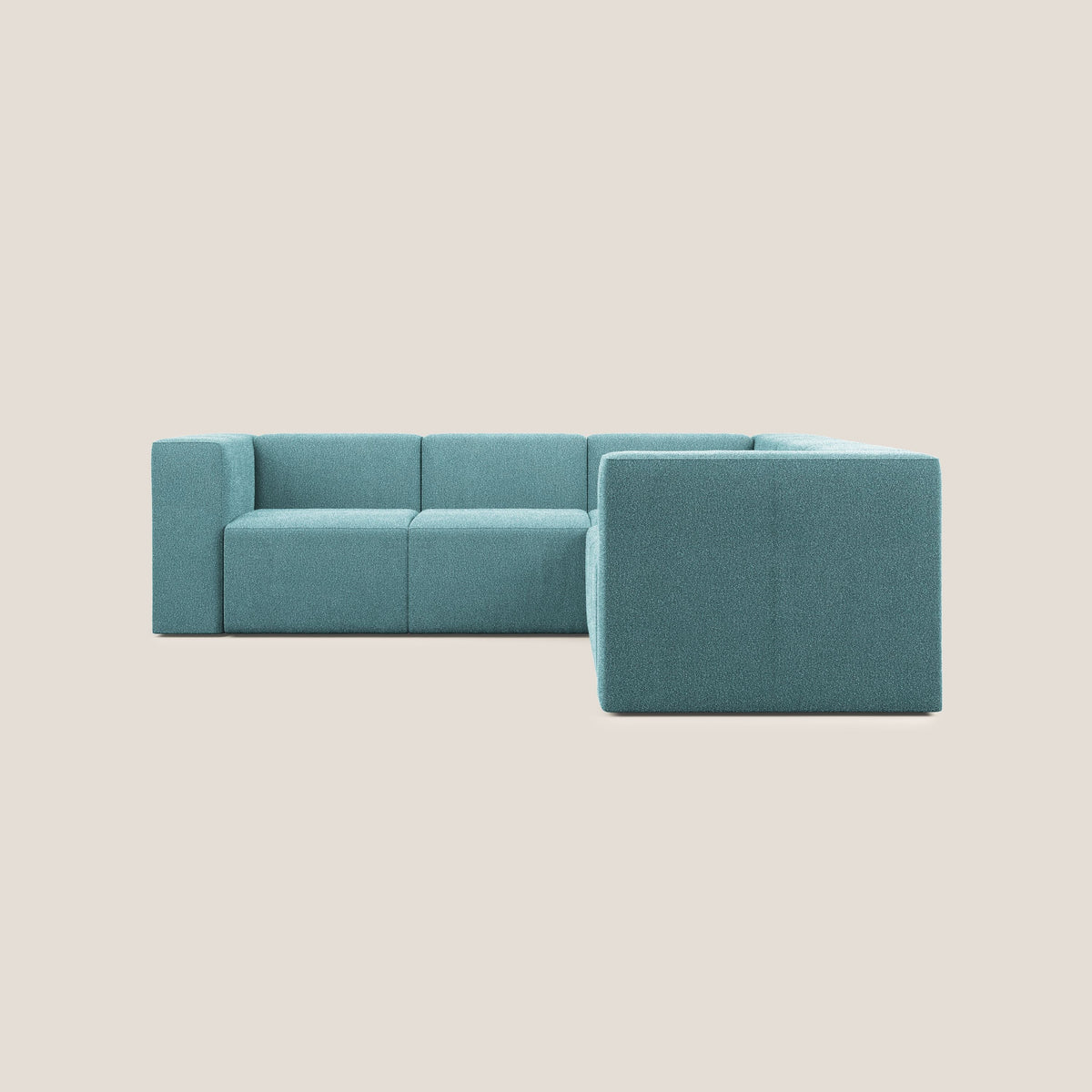Nettuno divano angolare componibile reversibile in morbido tessuto bouclè T07 azzurro - divitt.sbs
