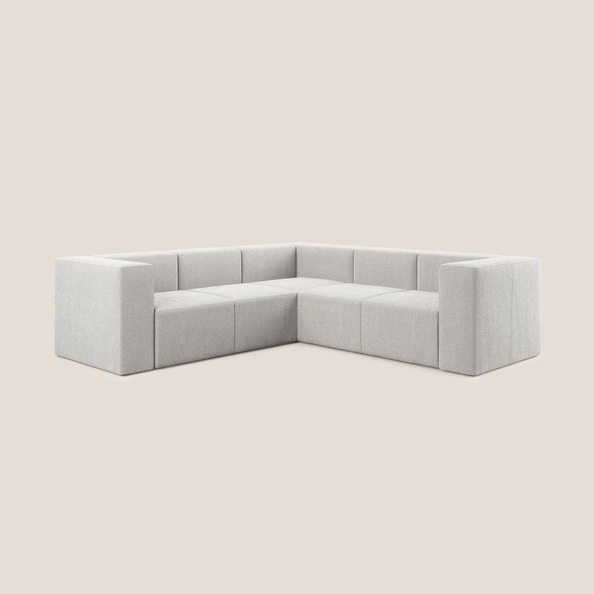 Nettuno divano angolare componibile reversibile in morbido tessuto bouclè T07 grigio - divitt.sbs