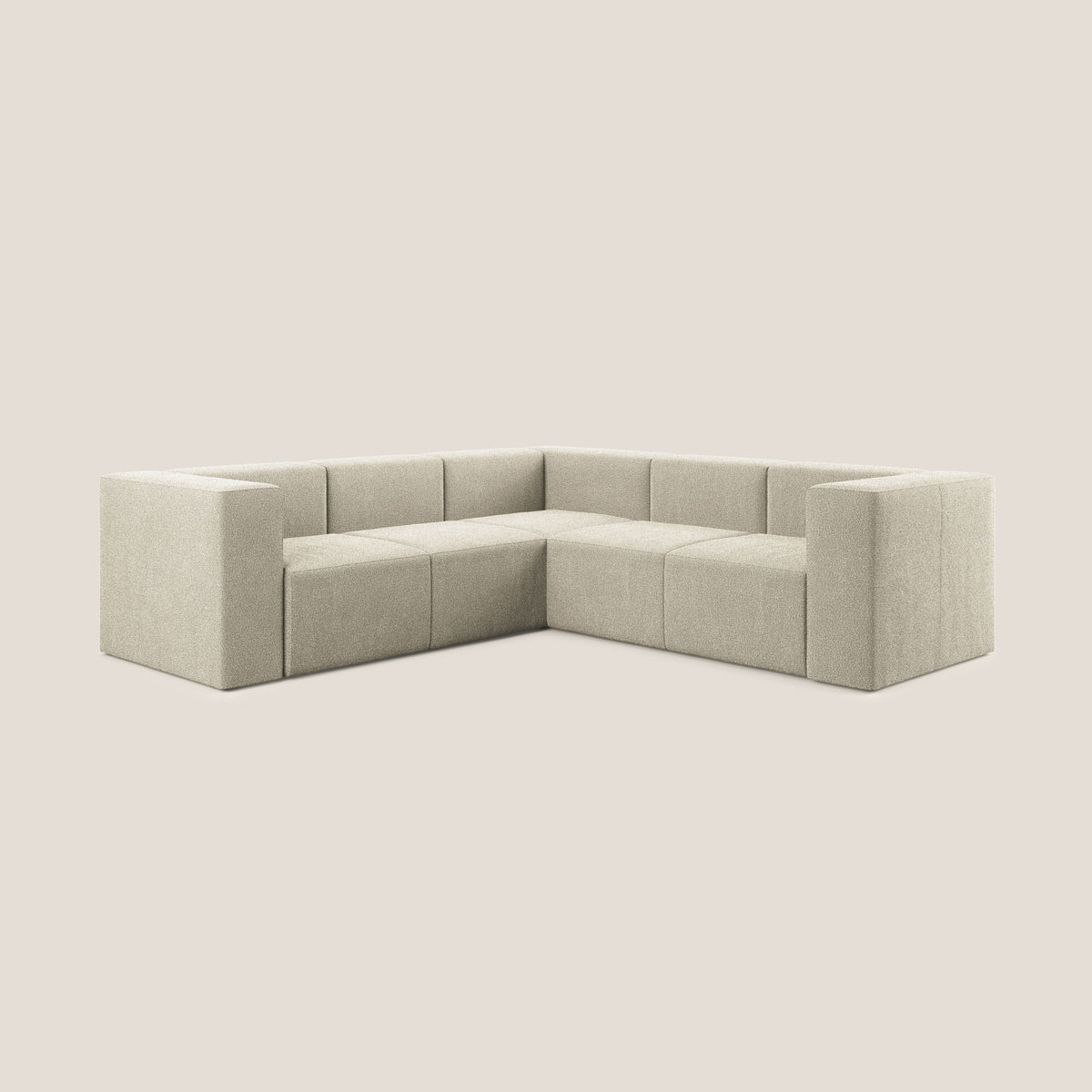 Nettuno divano angolare componibile reversibile in morbido tessuto bouclè T07 beige - divitt.sbs