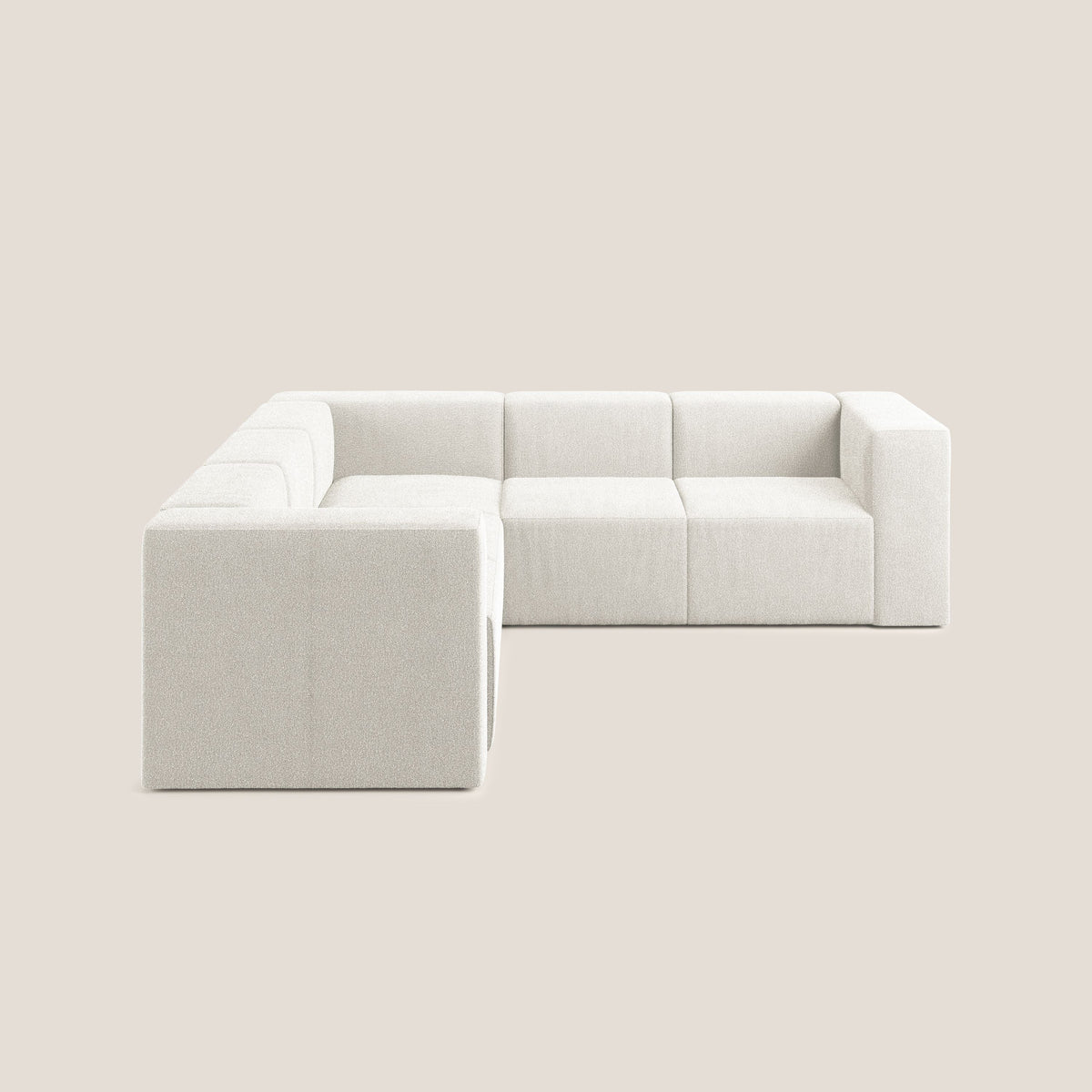 Nettuno divano angolare componibile reversibile in morbido tessuto bouclè T07 bianco - divitt.sbs