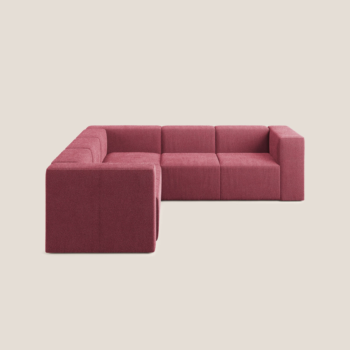 Nettuno divano angolare componibile reversibile in morbido tessuto bouclè T07 rosso - divitt.sbs
