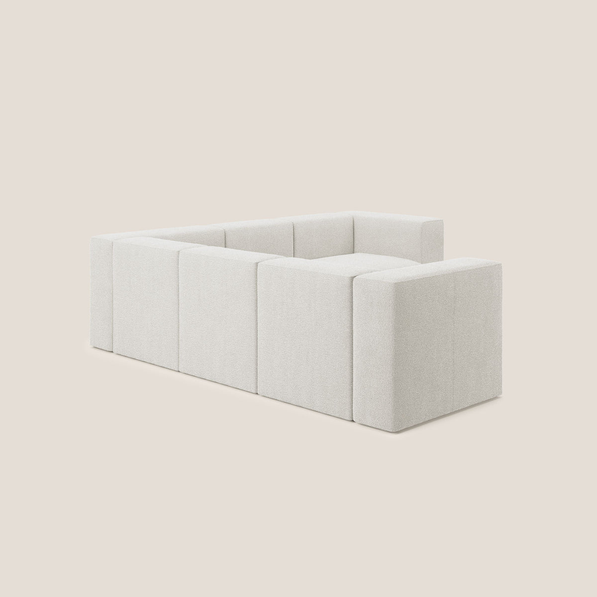Nettuno divano angolare componibile reversibile in morbido tessuto bouclè T07 bianco - divitt.sbs