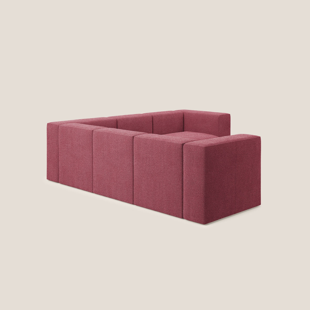 Nettuno divano angolare componibile reversibile in morbido tessuto bouclè T07 rosso - divitt.sbs