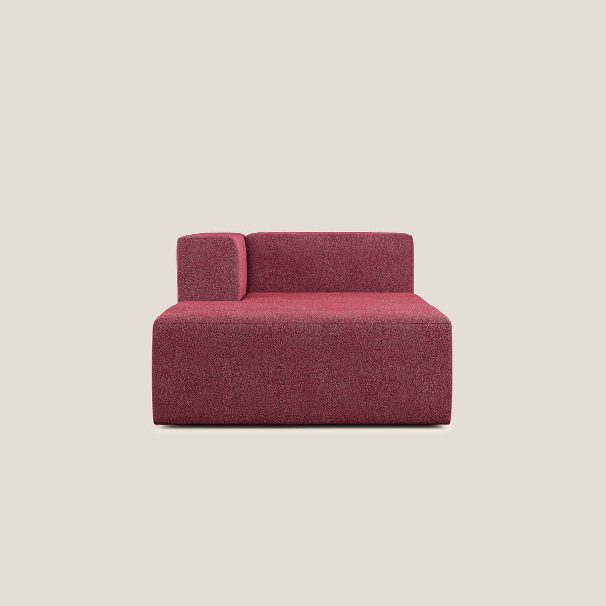 Nettuno modulo chaise longue in morbido tessuto bouclè T07 rosso - divitt.sbs