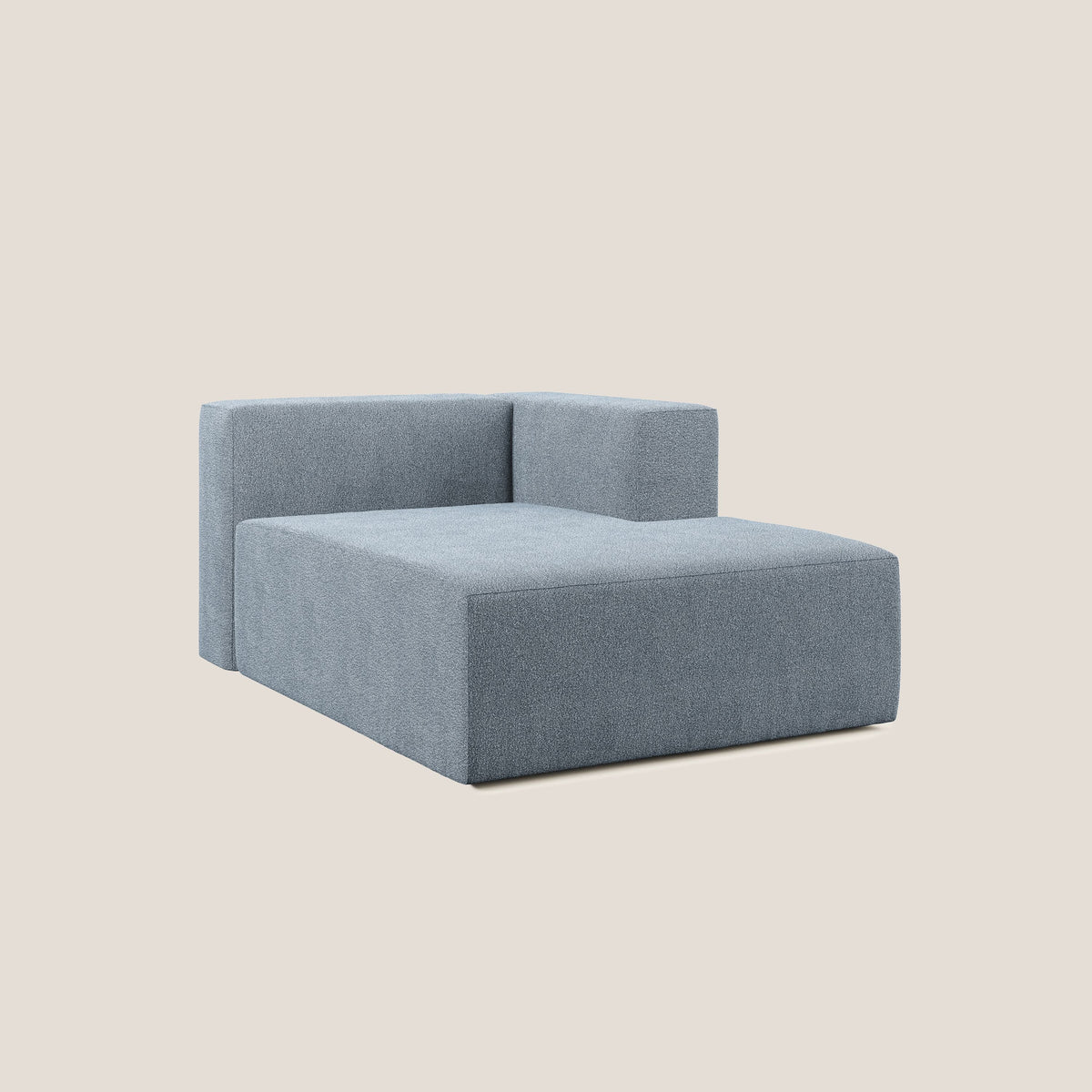 Nettuno modulo chaise longue in morbido tessuto bouclè T07 carta da zucchero - divitt.sbs