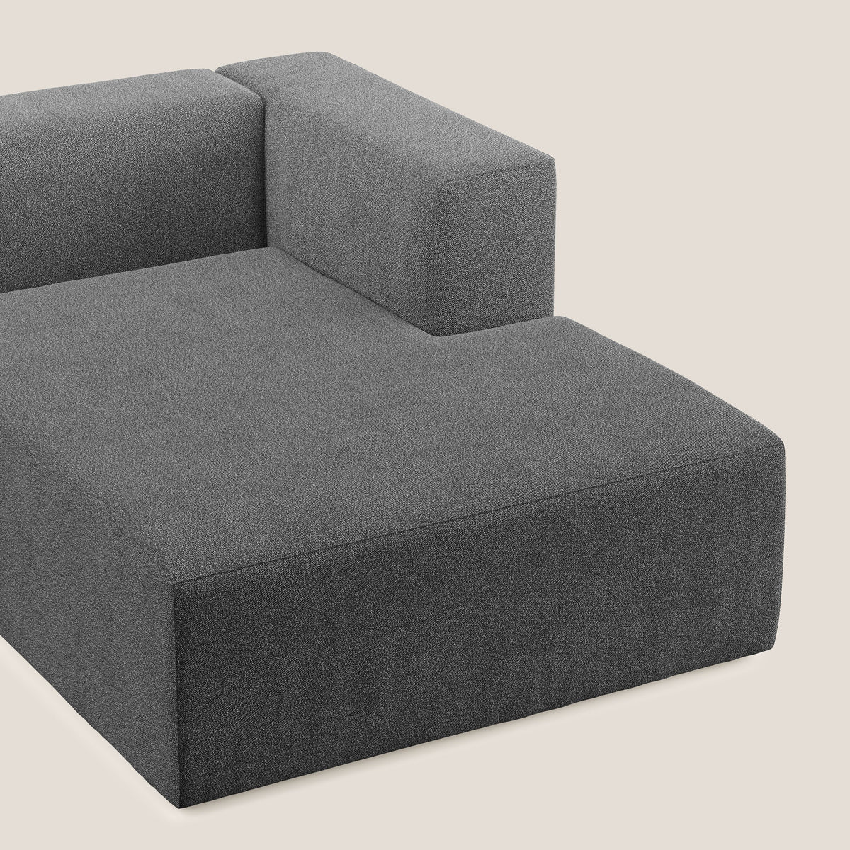 Nettuno modulo chaise longue in morbido tessuto bouclè T07 antracite - divitt.sbs