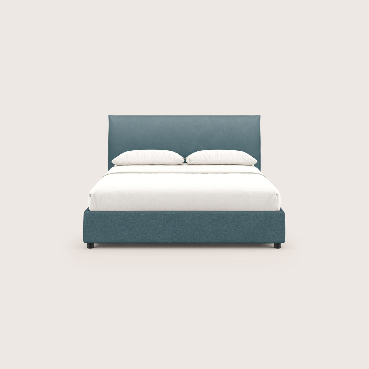 Nina letto contenitore dal design minimal in microfibra effetto pelle smacchiabile petrolio - divitt.sbs