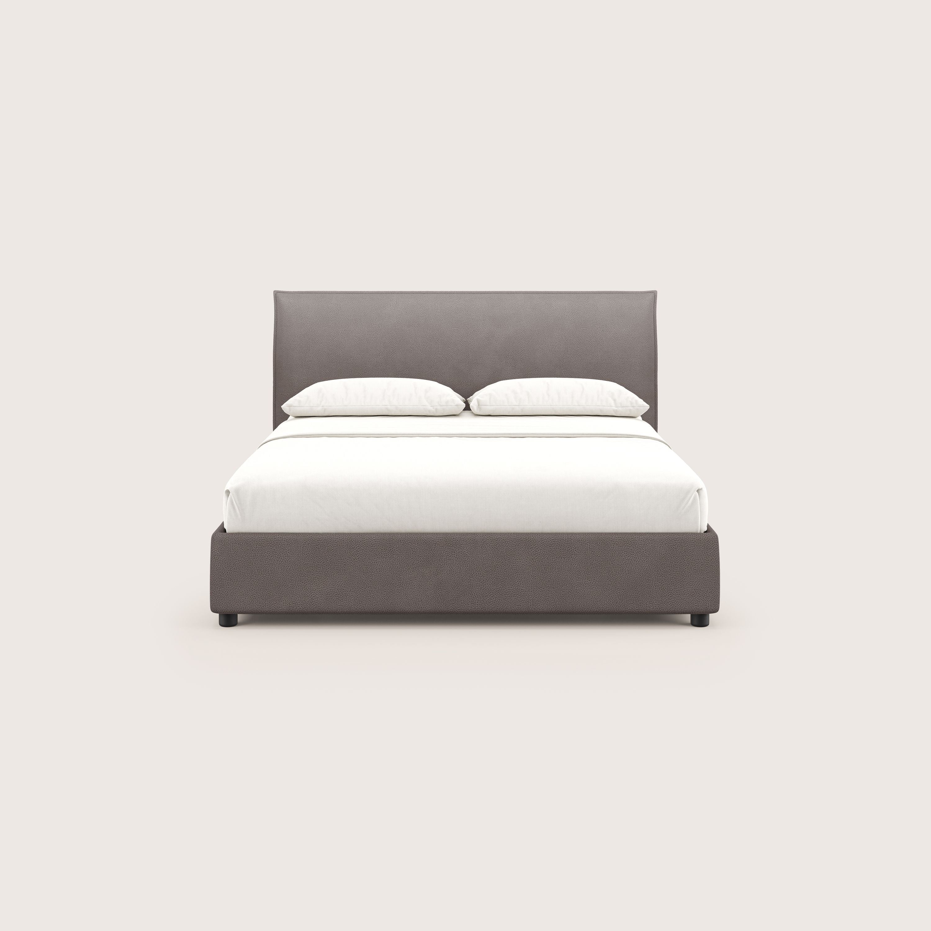 Nina letto contenitore dal design minimal in microfibra effetto pelle smacchiabile marrone - divitt.sbs