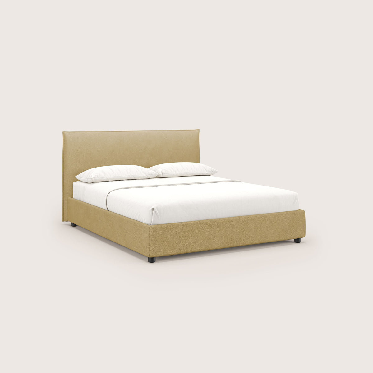 Nina letto contenitore dal design minimal in microfibra effetto pelle smacchiabile giallo - divitt.sbs