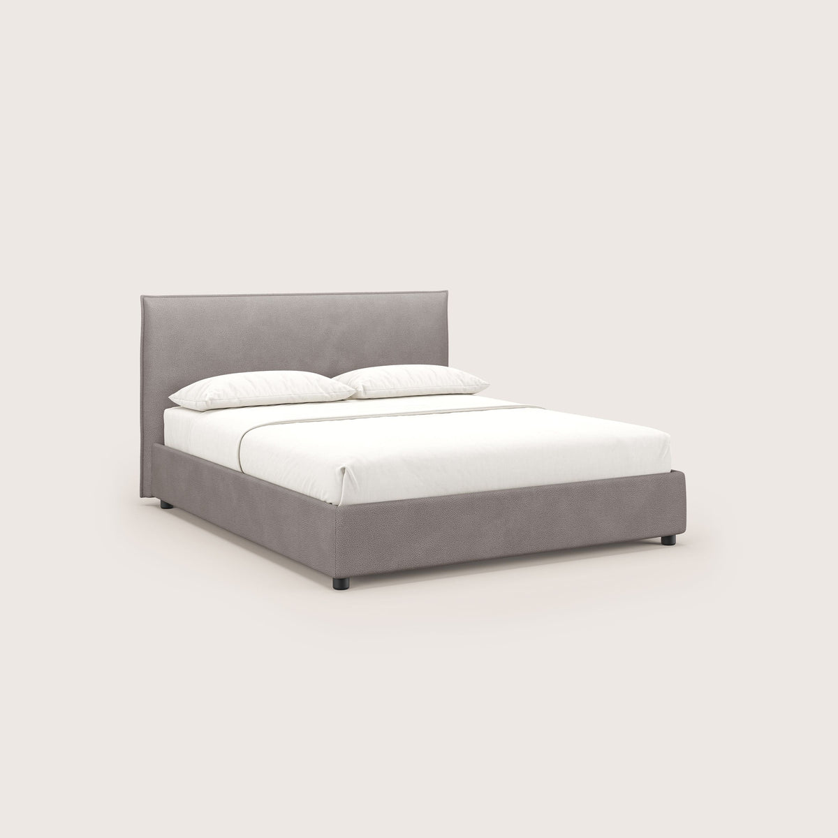 Nina letto contenitore dal design minimal in microfibra effetto pelle smacchiabile tortora - divitt.sbs
