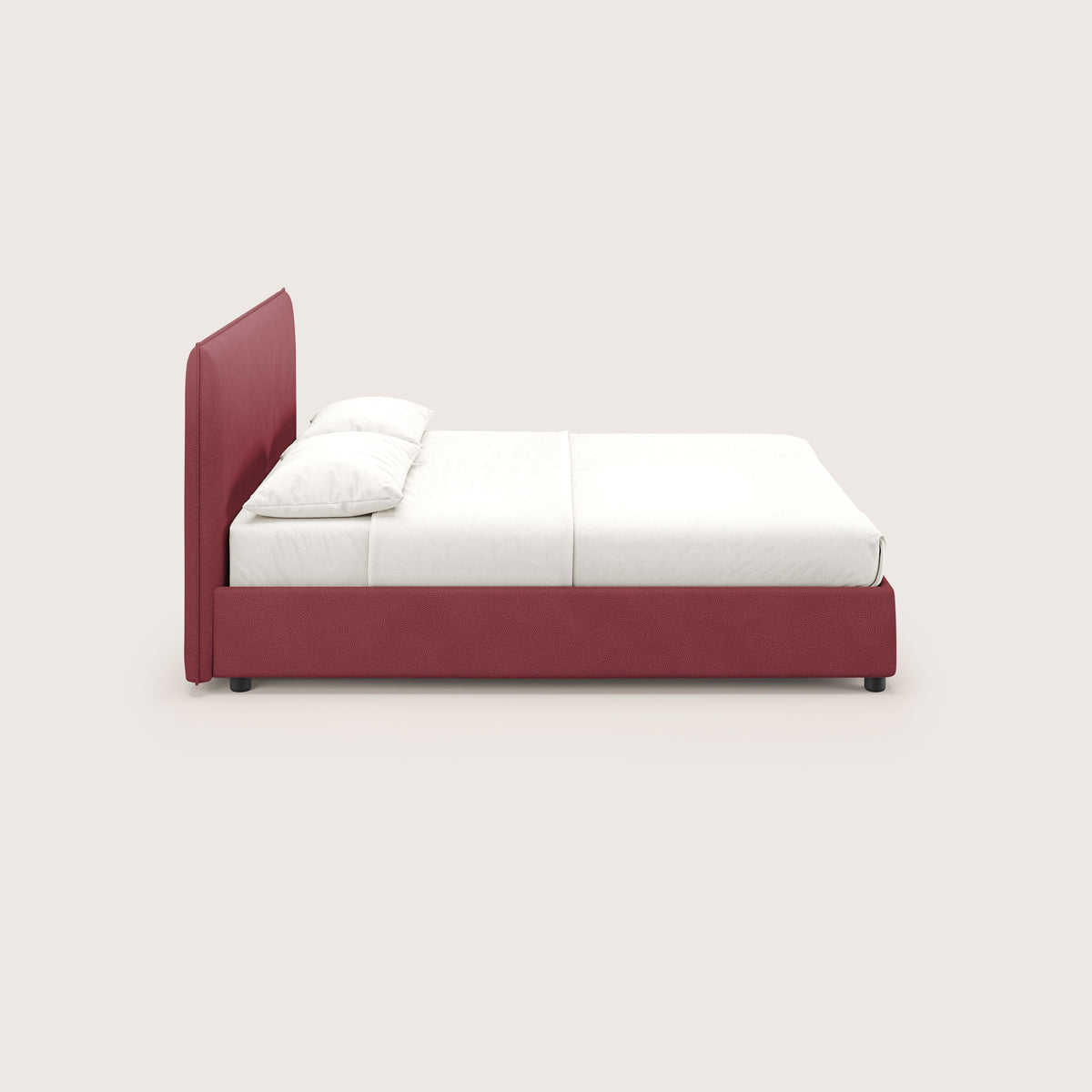 Nina letto contenitore dal design minimal in microfibra effetto pelle smacchiabile rosso - divitt.sbs