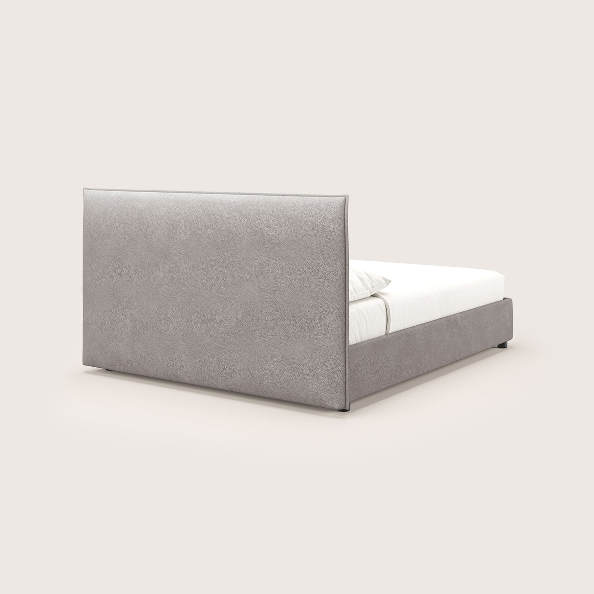 Nina letto contenitore dal design minimal in microfibra effetto pelle smacchiabile tortora - divitt.sbs