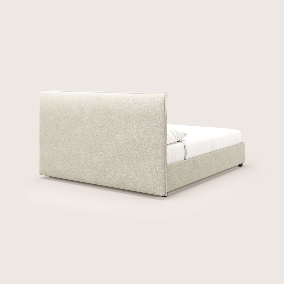Nina letto contenitore dal design minimal in microfibra effetto pelle smacchiabile panna - divitt.sbs