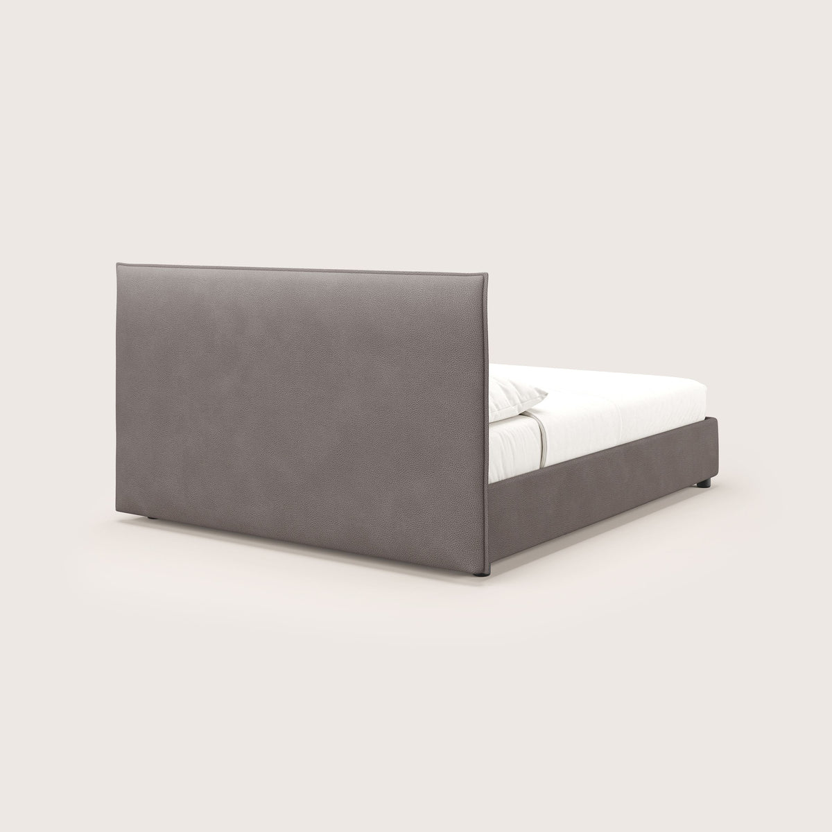 Nina letto contenitore dal design minimal in microfibra effetto pelle smacchiabile marrone - divitt.sbs