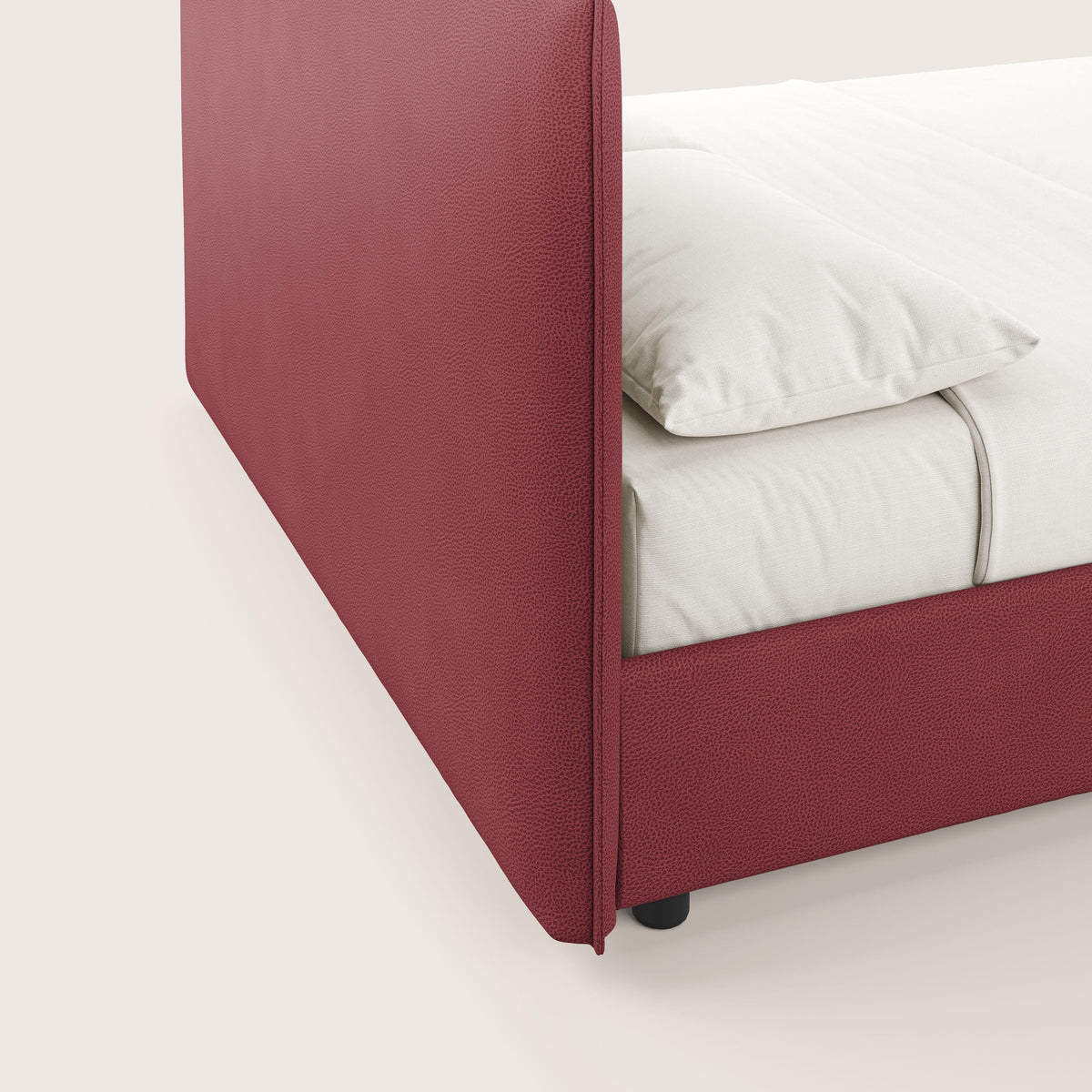 Nina letto contenitore dal design minimal in microfibra effetto pelle smacchiabile rosso - divitt.sbs