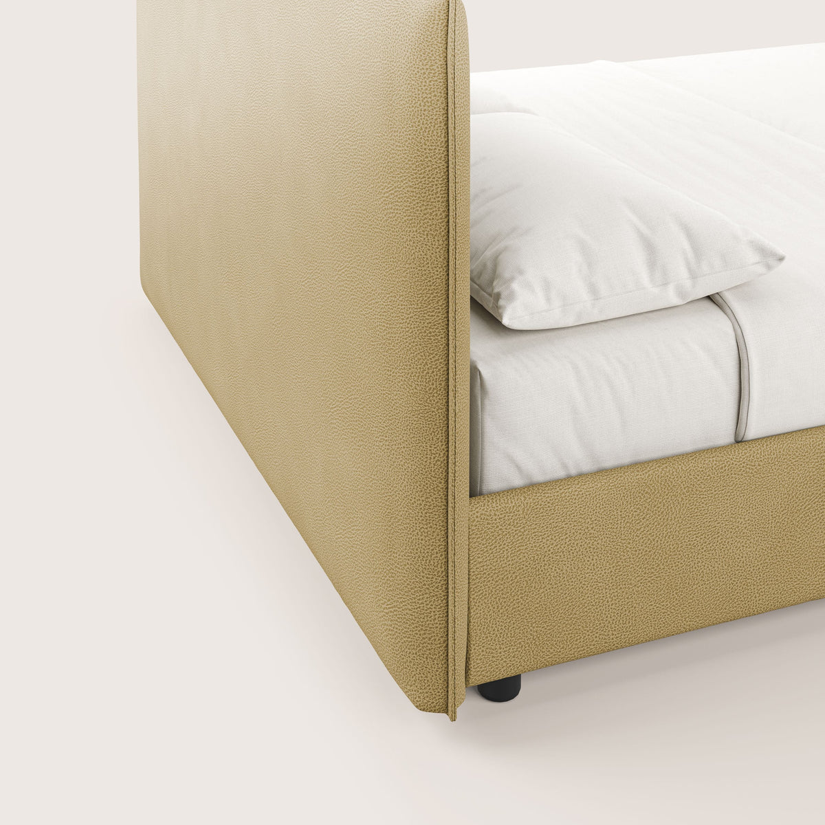 Nina letto contenitore dal design minimal in microfibra effetto pelle smacchiabile giallo - divitt.sbs