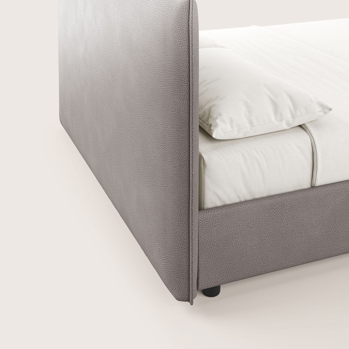 Nina letto contenitore dal design minimal in microfibra effetto pelle smacchiabile tortora - divitt.sbs