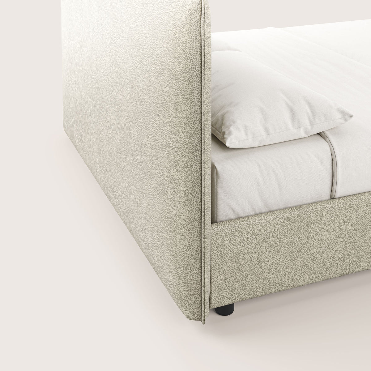 Nina letto contenitore dal design minimal in microfibra effetto pelle smacchiabile panna - divitt.sbs