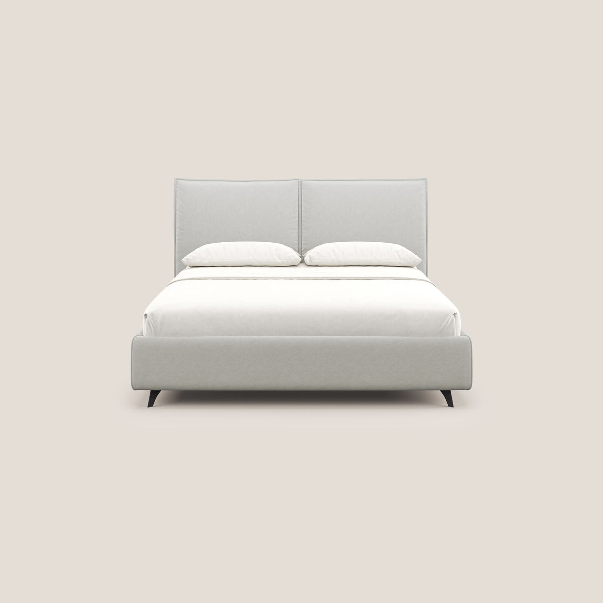 Nives letto imbottito contenitore sfoderabile in microfibra velluto impermeabile T09 panna - divitt.sbs