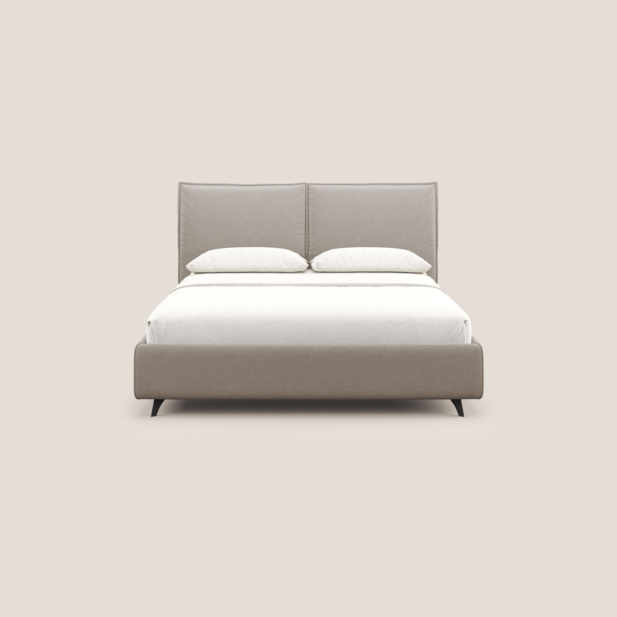 Nives letto imbottito contenitore sfoderabile in microfibra velluto impermeabile T09 tortora - divitt.sbs