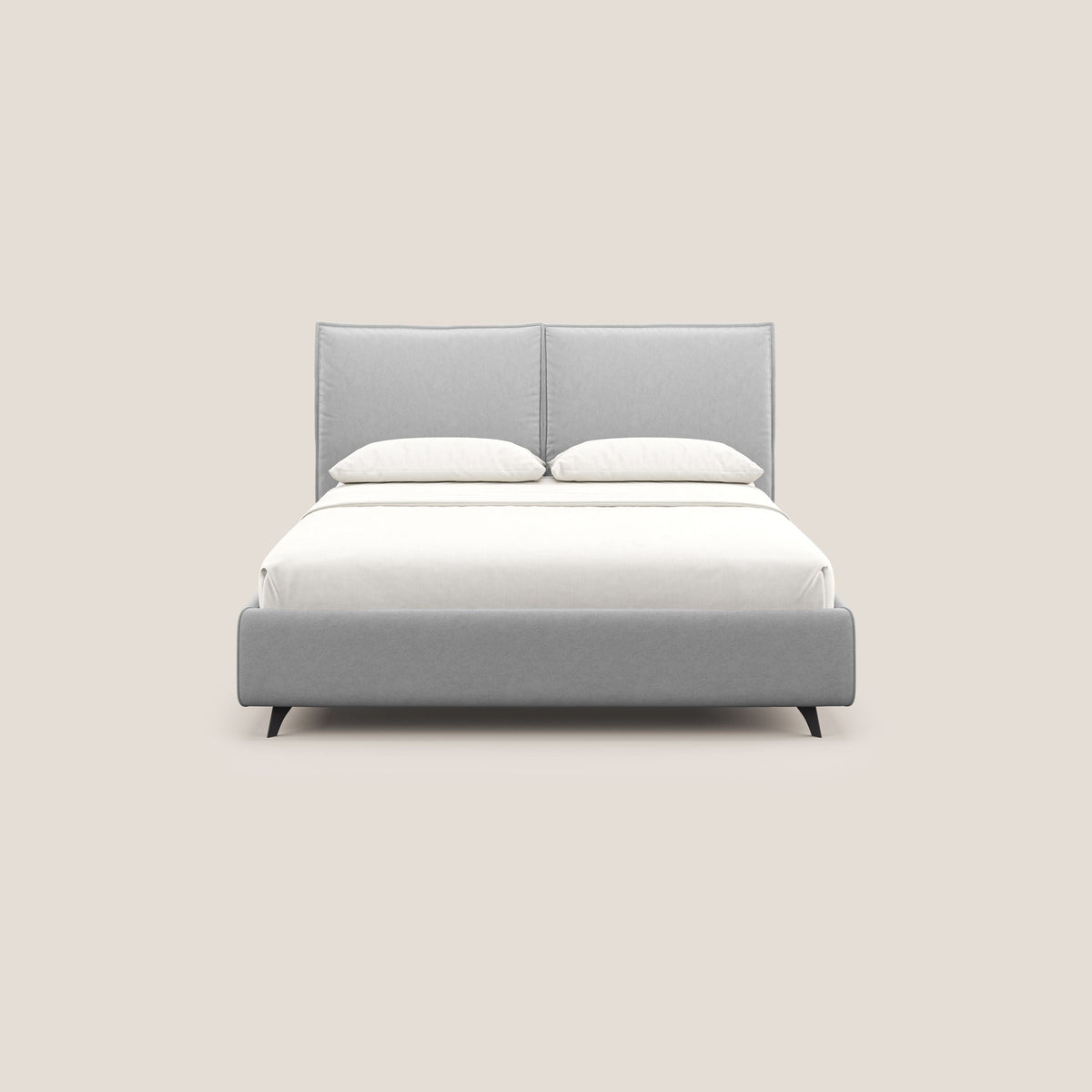 Nives letto imbottito contenitore sfoderabile in microfibra velluto impermeabile T09 grigio chiaro - divitt.sbs