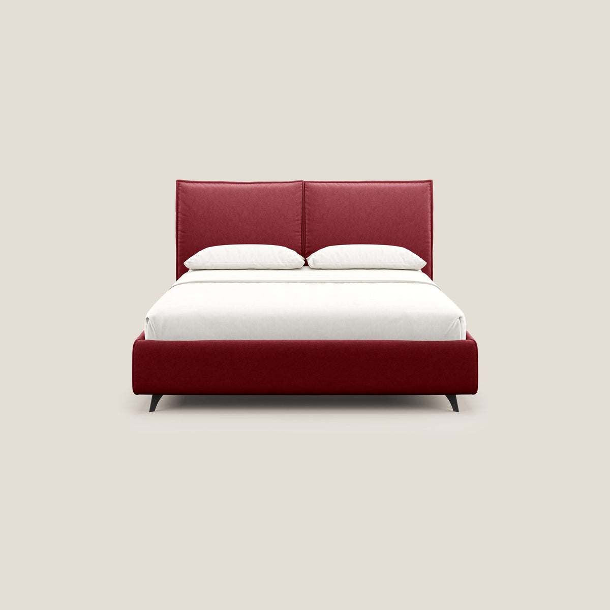 Nives letto imbottito contenitore sfoderabile in microfibra velluto impermeabile T09 rosso - divitt.sbs