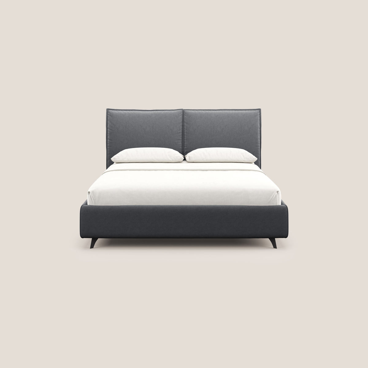 Nives letto imbottito contenitore sfoderabile in microfibra velluto impermeabile T09 grigio - divitt.sbs