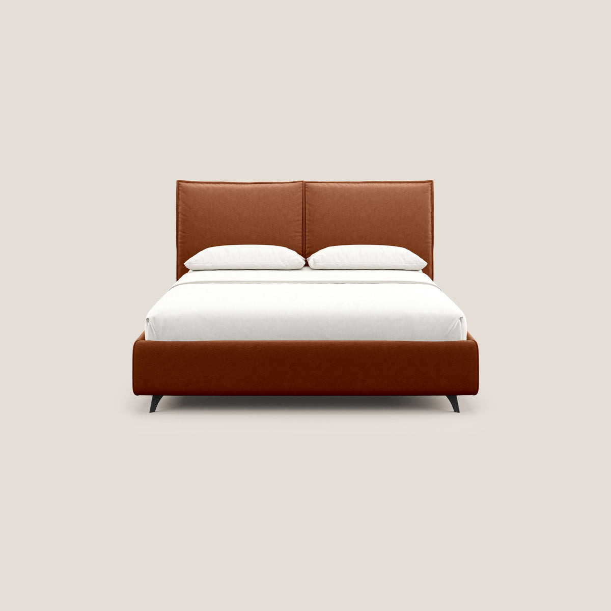 Nives letto imbottito contenitore sfoderabile in microfibra velluto impermeabile T09 ruggine - divitt.sbs