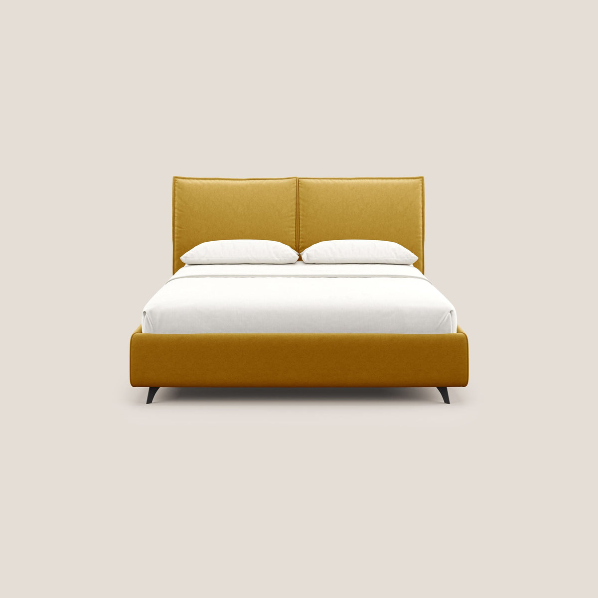 Nives letto imbottito contenitore sfoderabile in microfibra velluto impermeabile T09 giallo - divitt.sbs