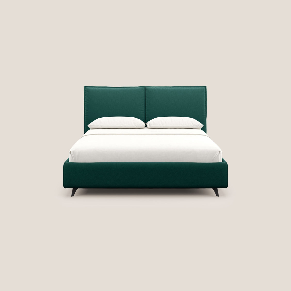 Nives letto imbottito contenitore sfoderabile in microfibra velluto impermeabile T09 verde - divitt.sbs