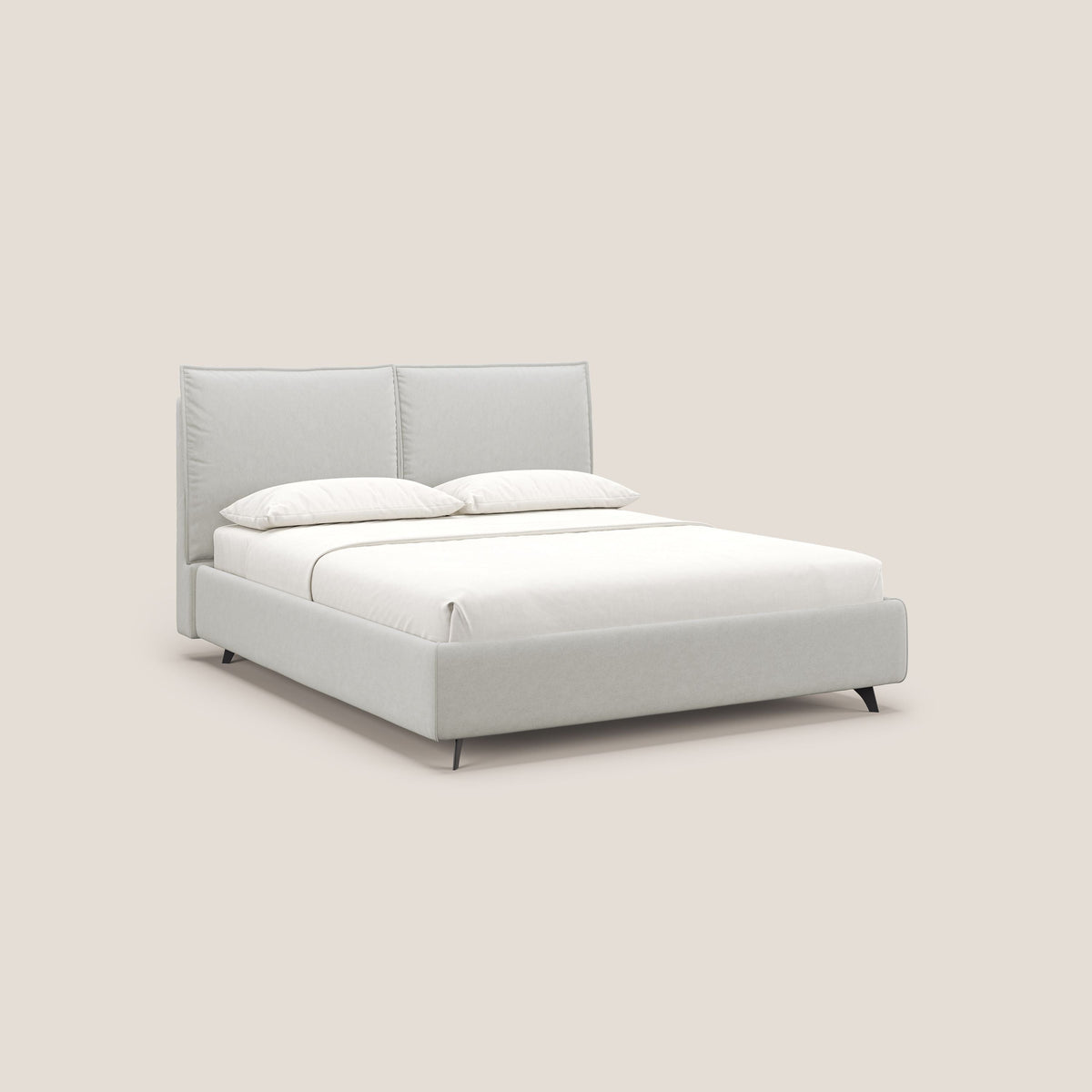 Nives letto imbottito contenitore sfoderabile in microfibra velluto impermeabile T09 panna - divitt.sbs