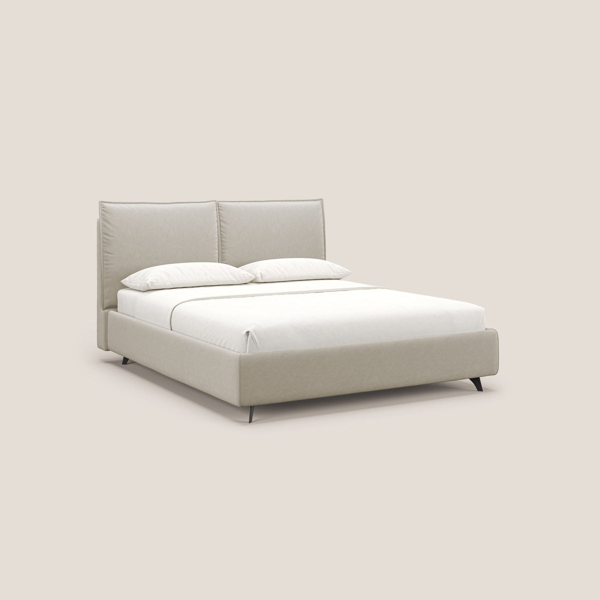 Nives letto imbottito contenitore sfoderabile in microfibra velluto impermeabile T09 beige - divitt.sbs