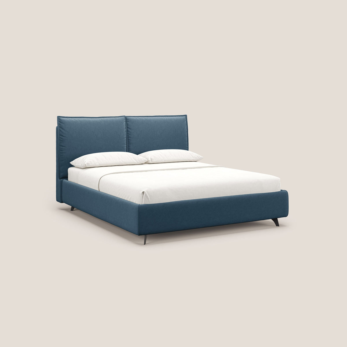 Nives letto imbottito contenitore sfoderabile in microfibra velluto impermeabile T09 blu - divitt.sbs