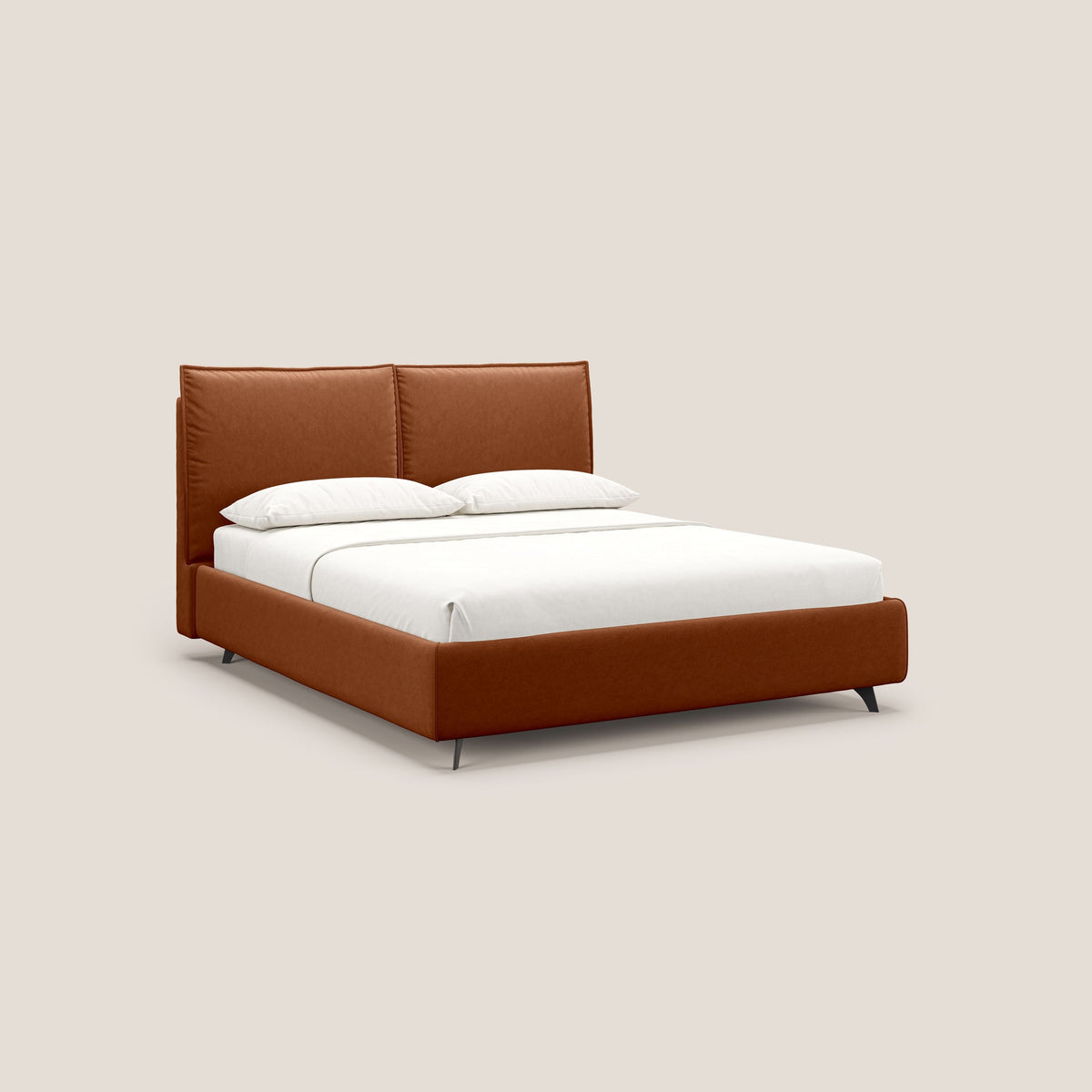 Nives letto imbottito contenitore sfoderabile in microfibra velluto impermeabile T09 ruggine - divitt.sbs