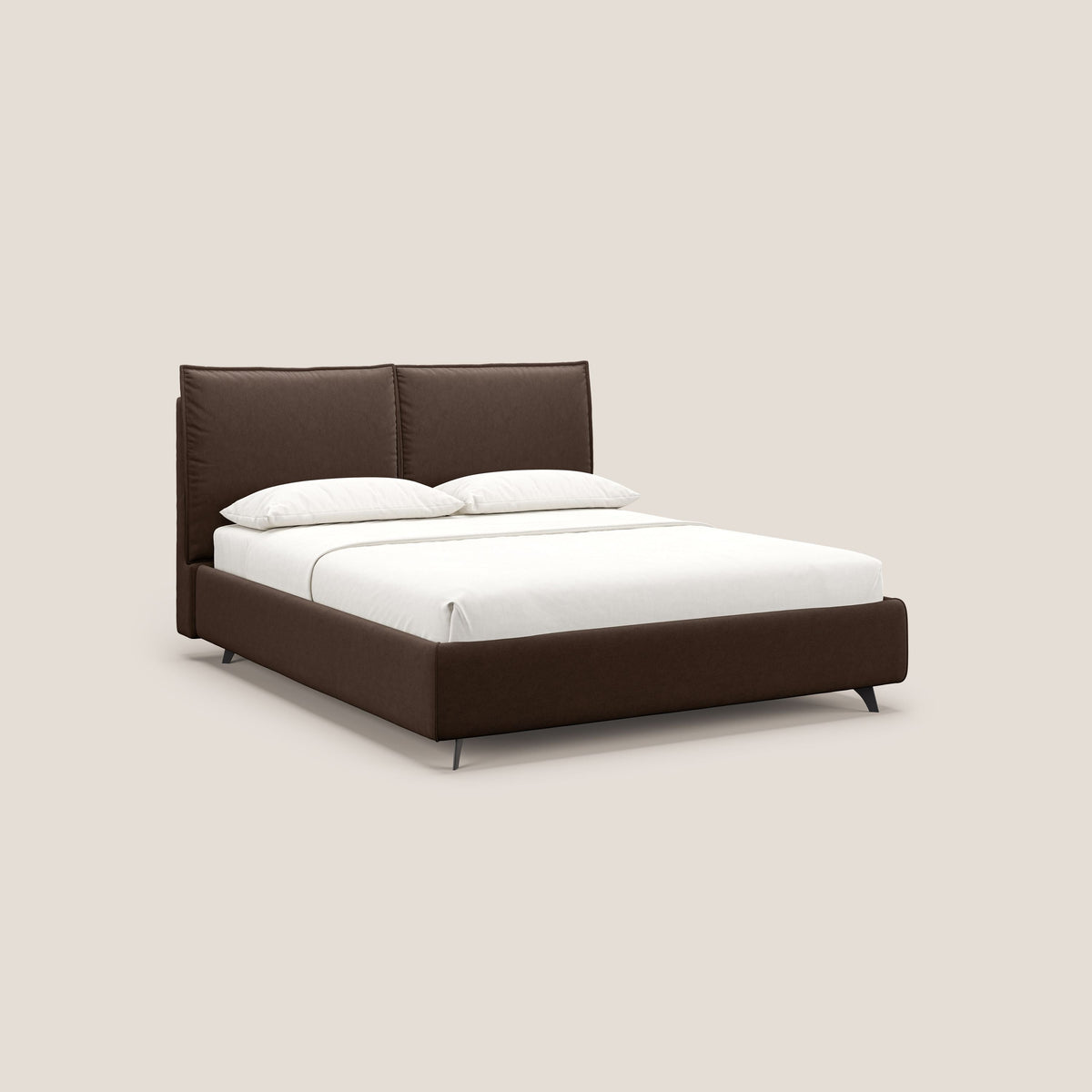 Nives letto imbottito contenitore sfoderabile in microfibra velluto impermeabile T09 marrone - divitt.sbs