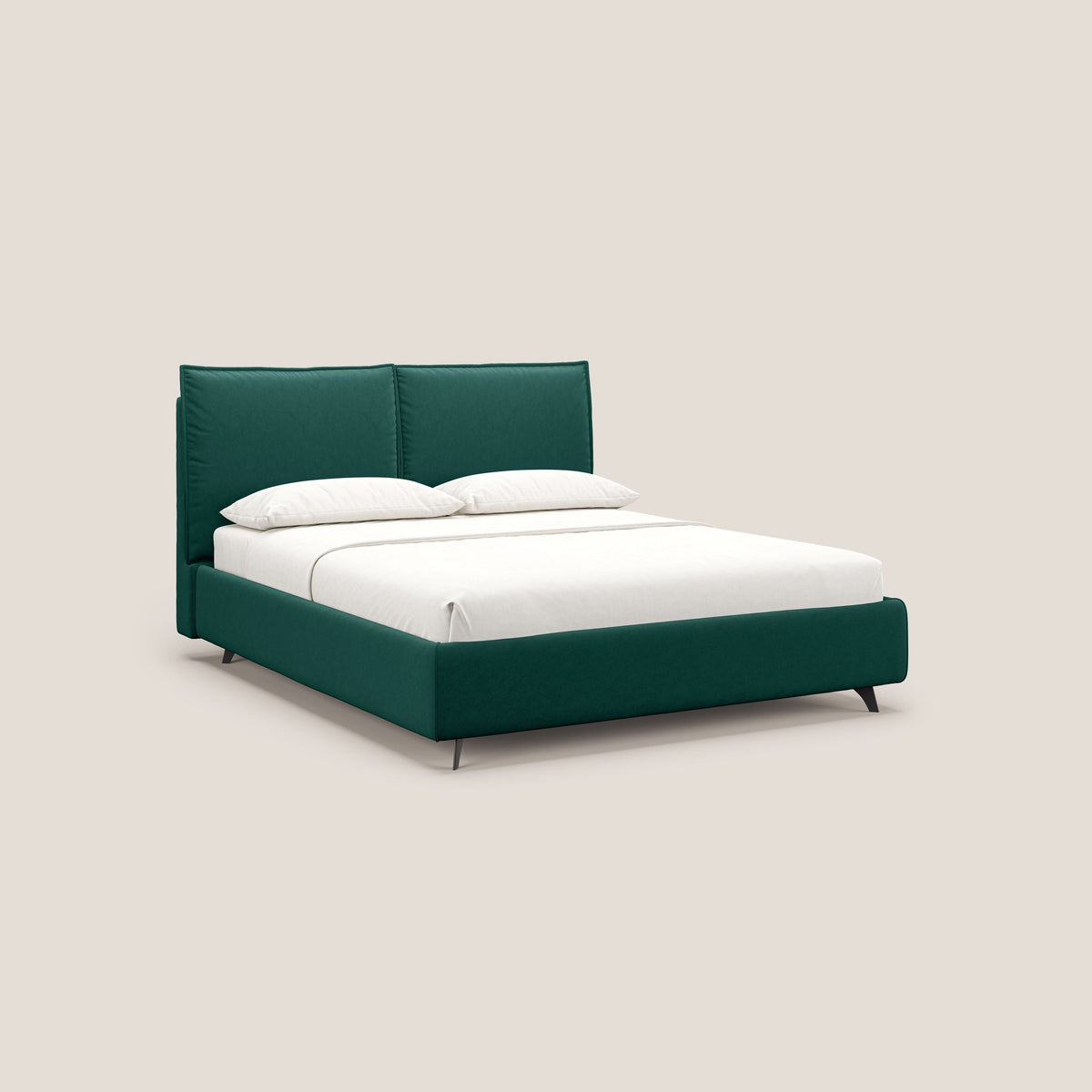 Nives letto imbottito contenitore sfoderabile in microfibra velluto impermeabile T09 verde - divitt.sbs