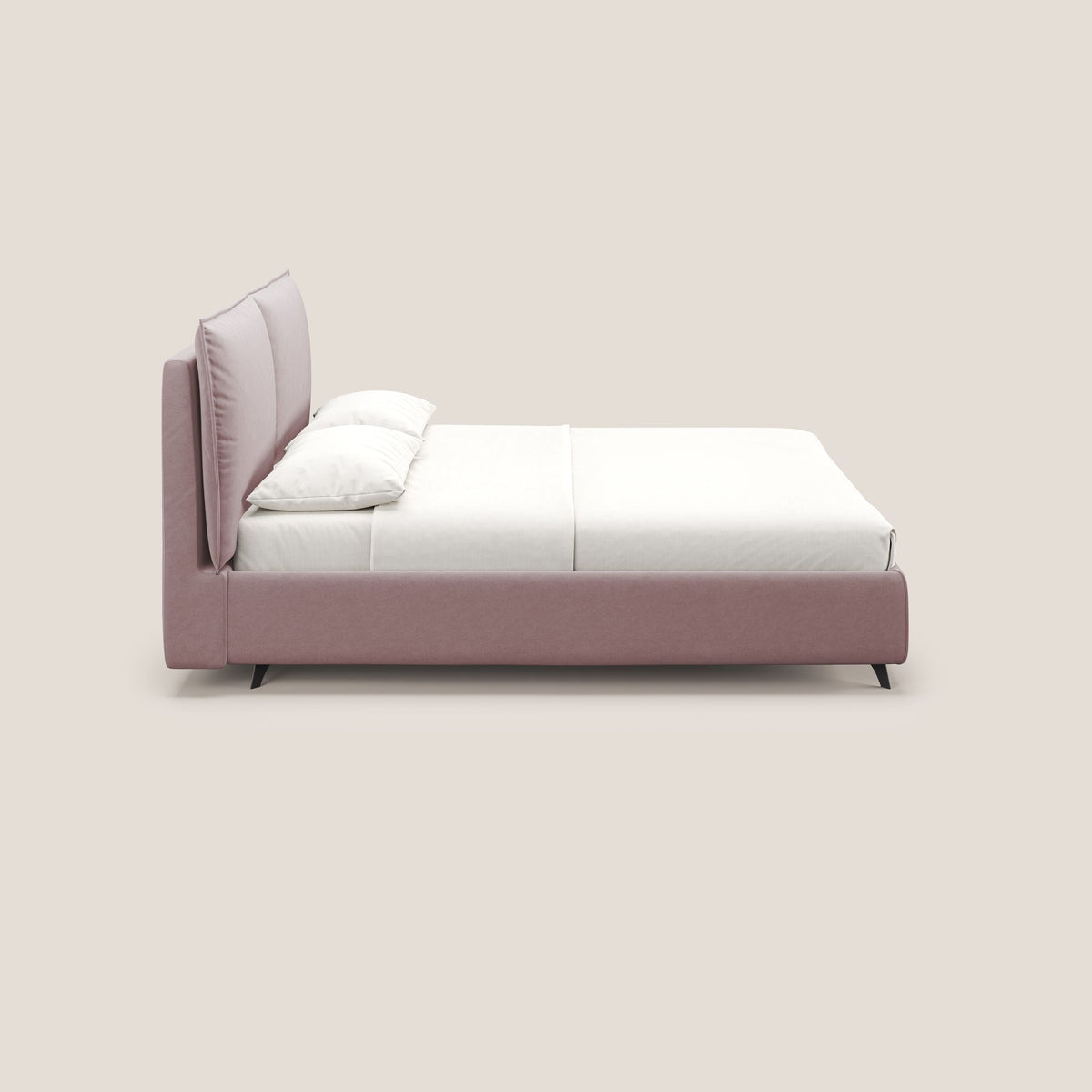Nives letto imbottito contenitore sfoderabile in microfibra velluto impermeabile T09 rosa - divitt.sbs