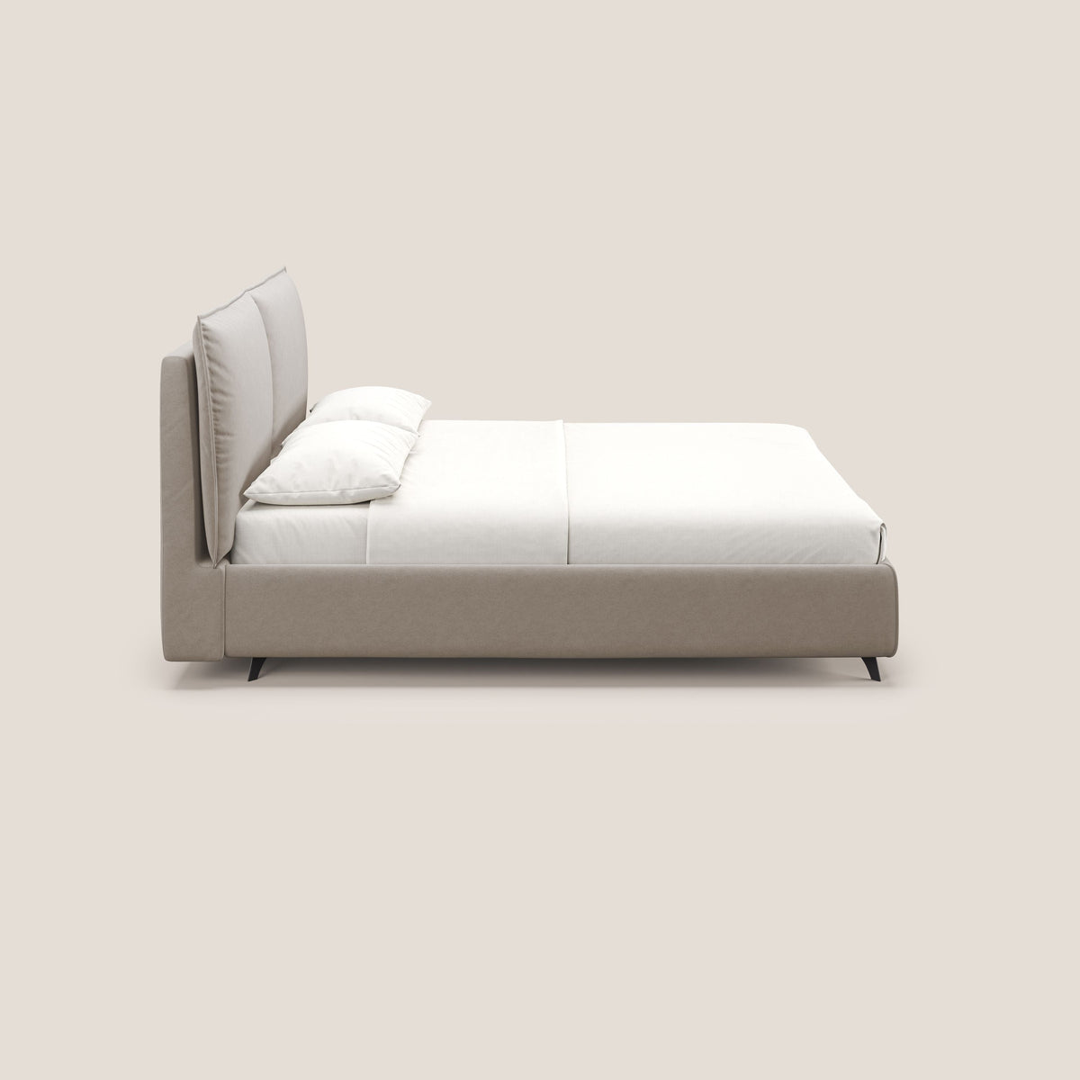 Nives letto imbottito contenitore sfoderabile in microfibra velluto impermeabile T09 tortora - divitt.sbs