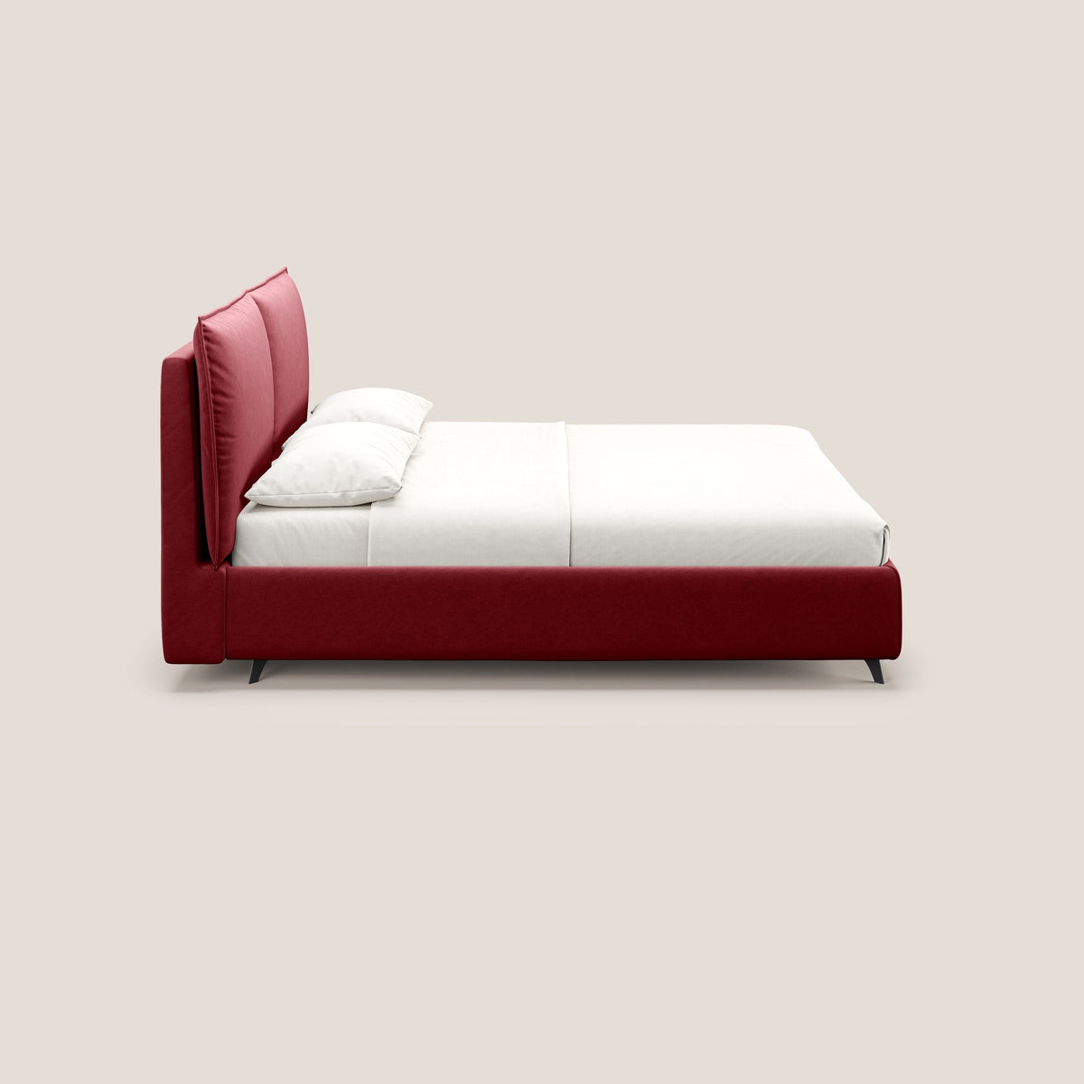Nives letto imbottito contenitore sfoderabile in microfibra velluto impermeabile T09 rosso - divitt.sbs