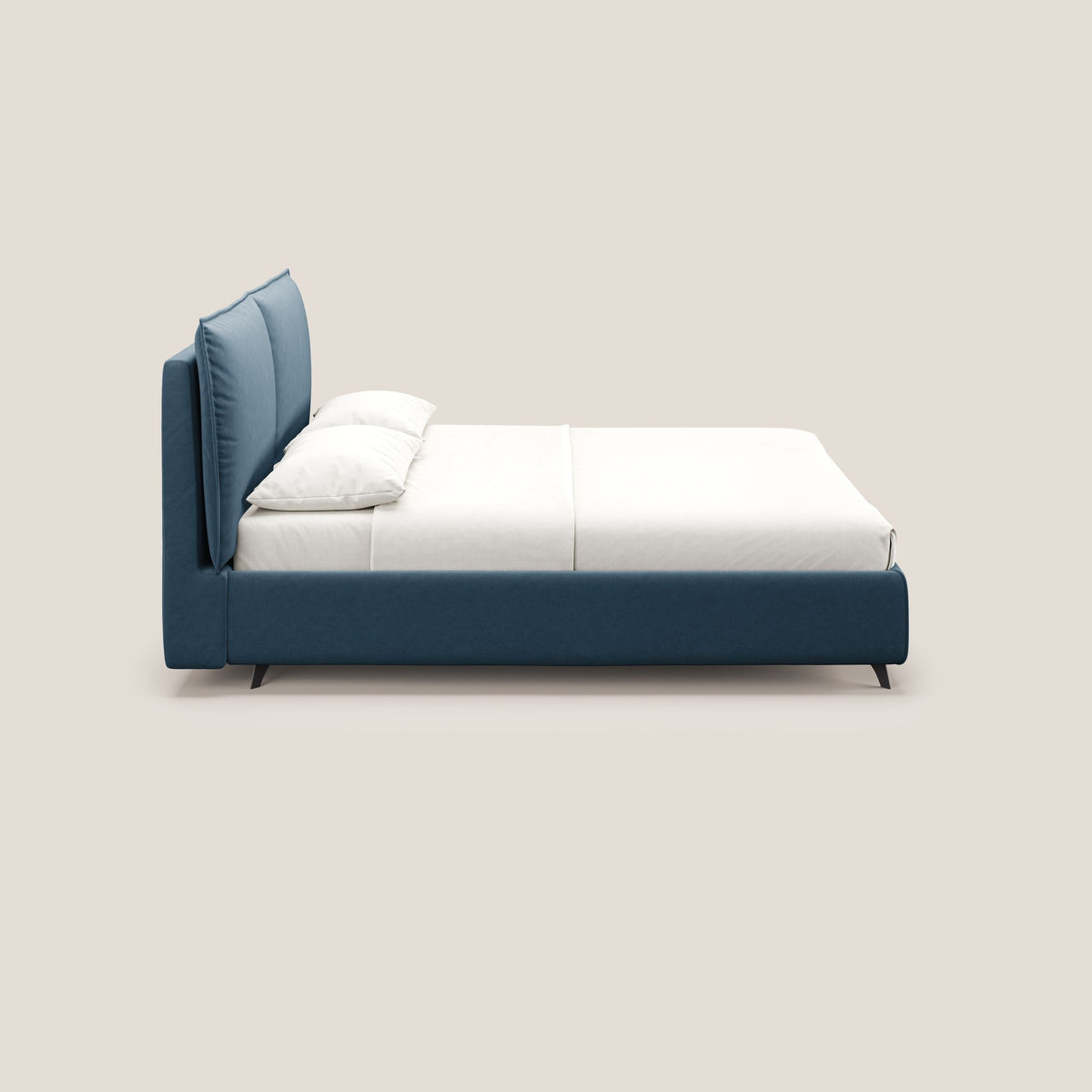 Nives letto imbottito contenitore sfoderabile in microfibra velluto impermeabile T09 blu - divitt.sbs
