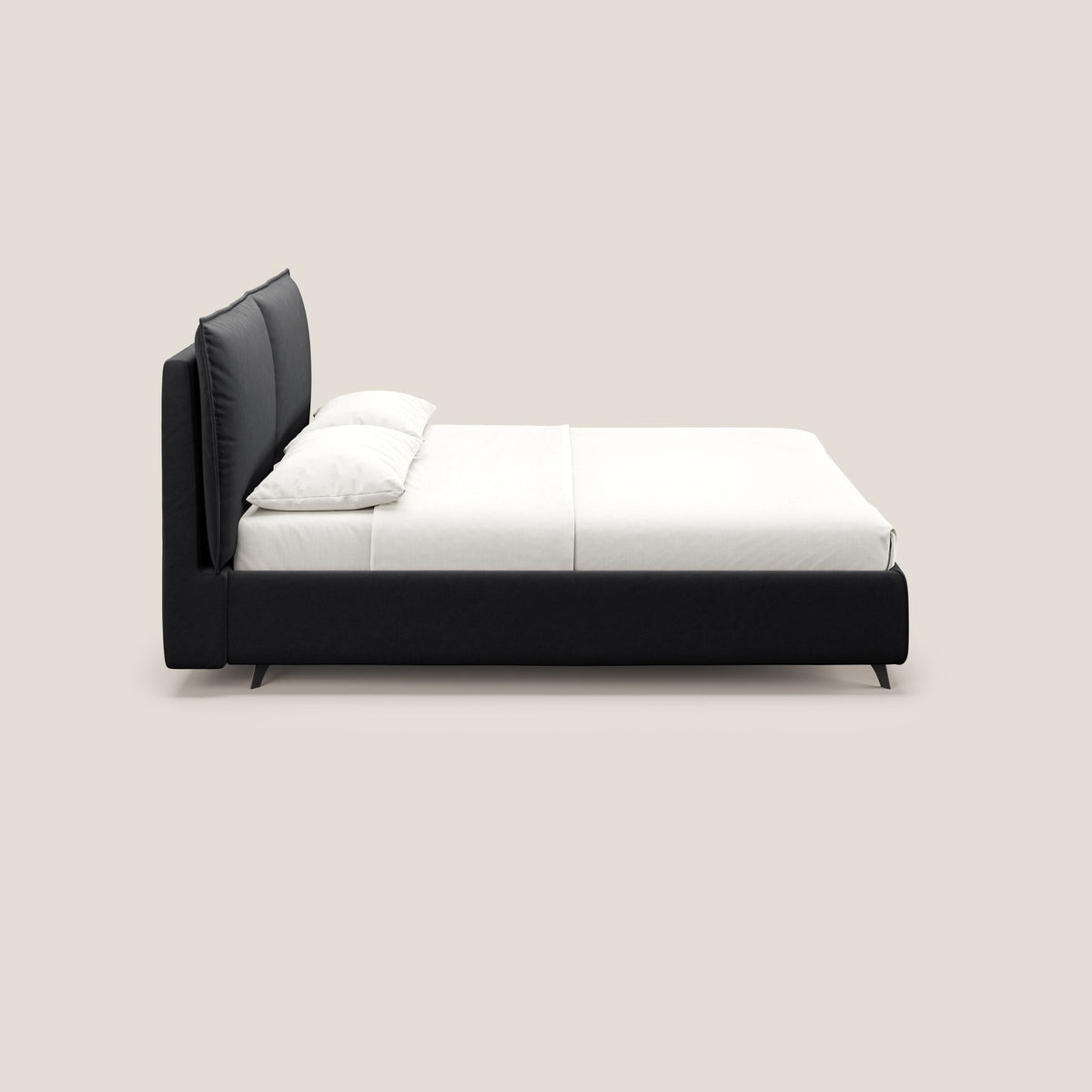 Nives letto imbottito contenitore sfoderabile in microfibra velluto impermeabile T09 antracite - divitt.sbs