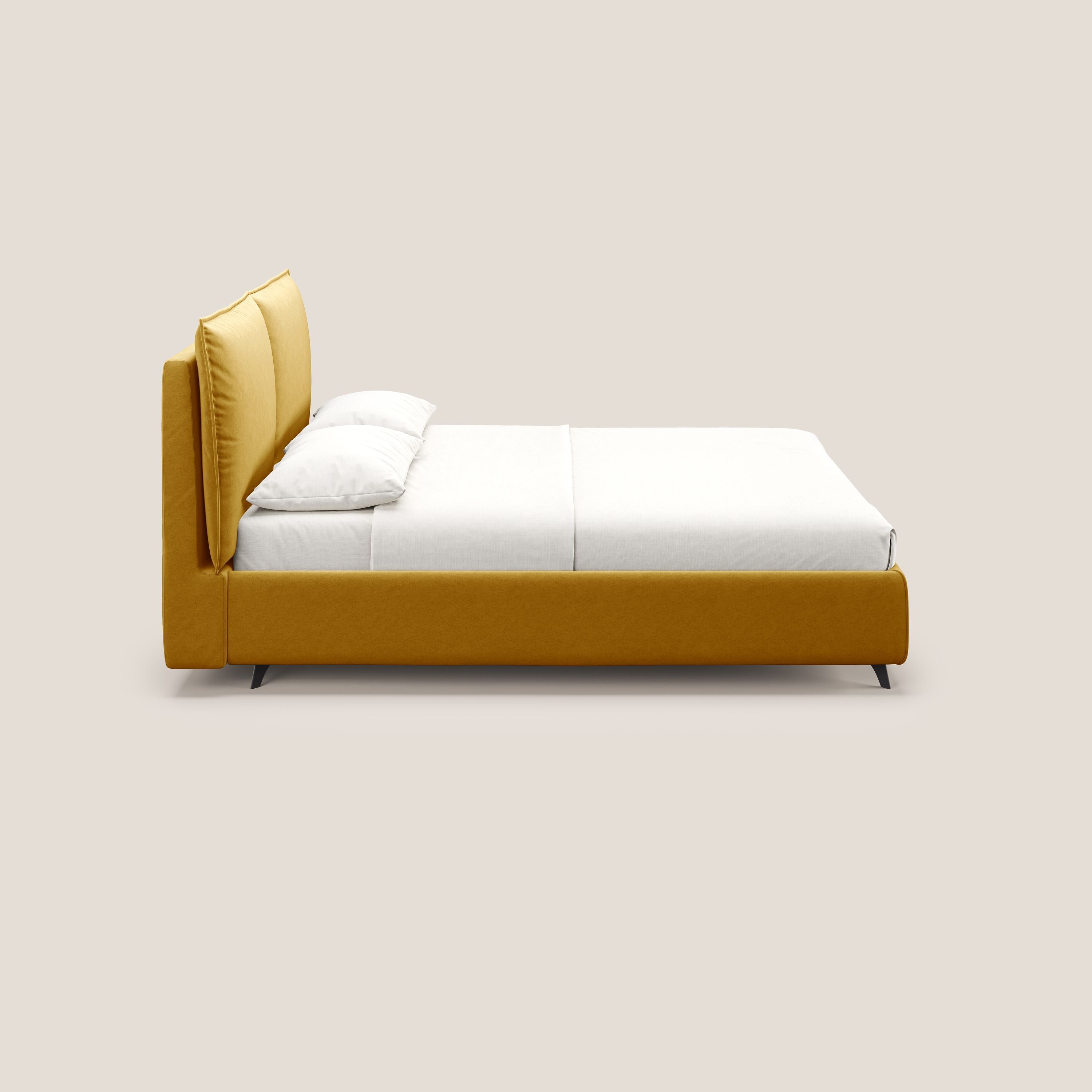 Nives letto imbottito contenitore sfoderabile in microfibra velluto impermeabile T09 giallo - divitt.sbs