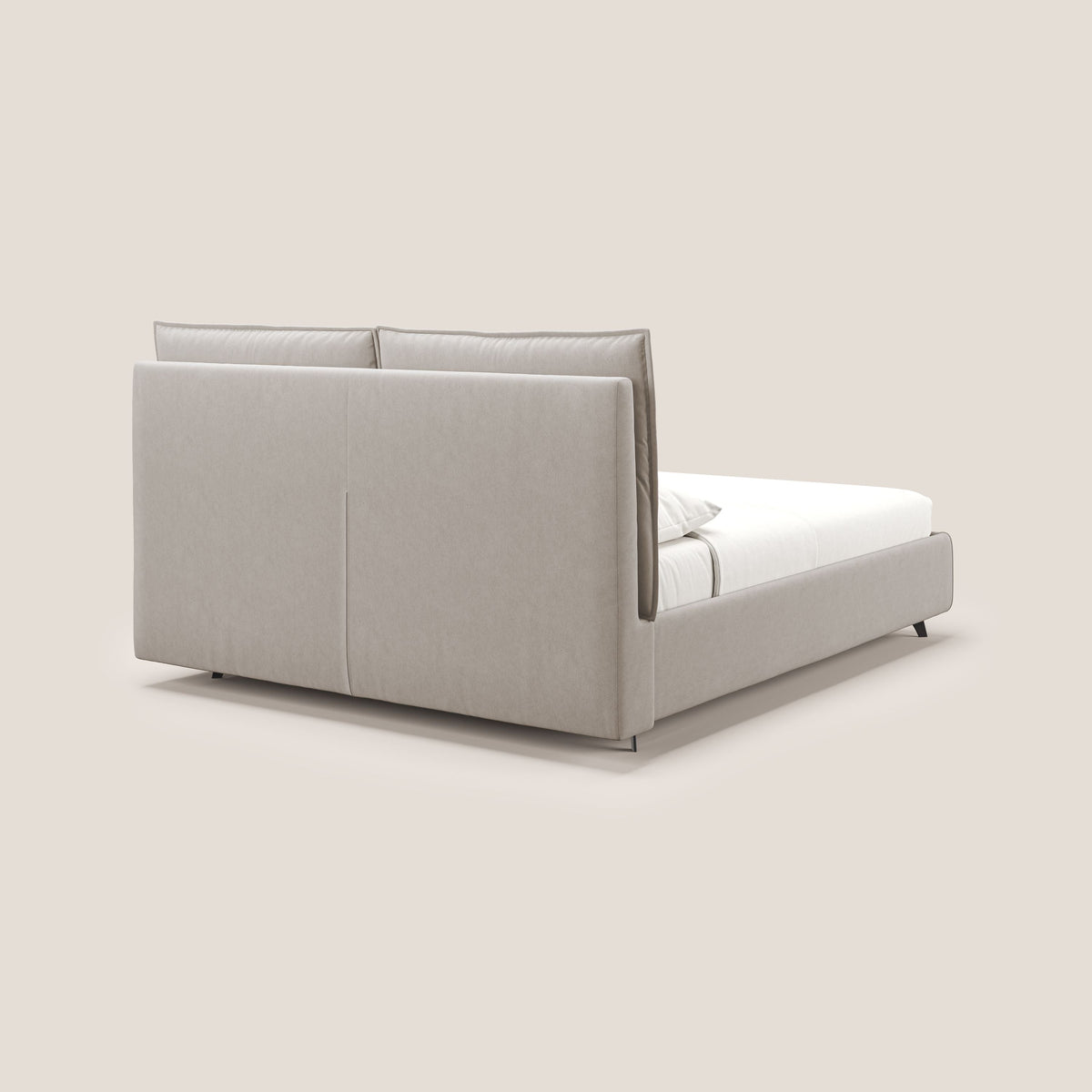 Nives letto imbottito contenitore sfoderabile in microfibra velluto impermeabile T09 tortora - divitt.sbs
